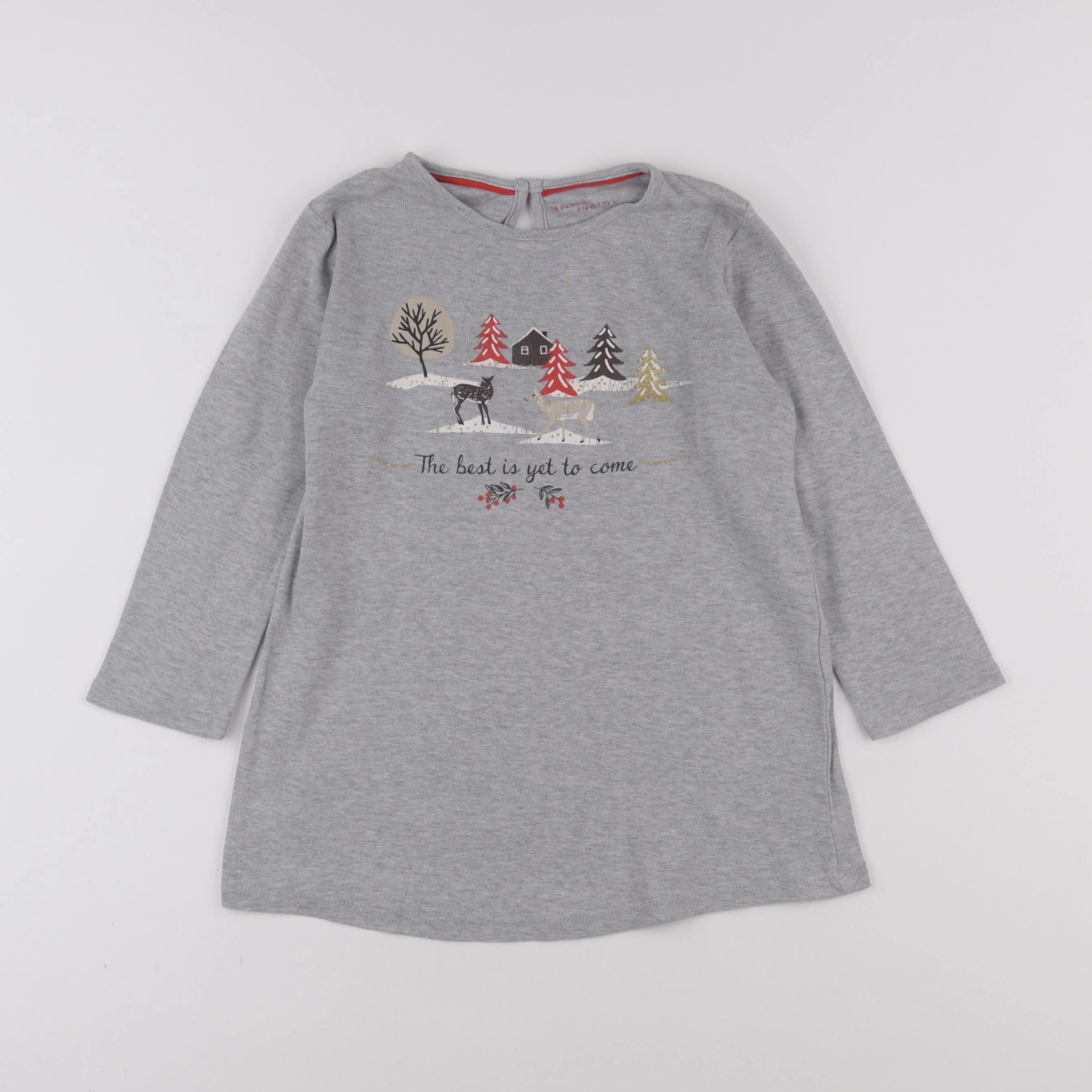Monoprix - chemise de nuit coton gris - 4 ans