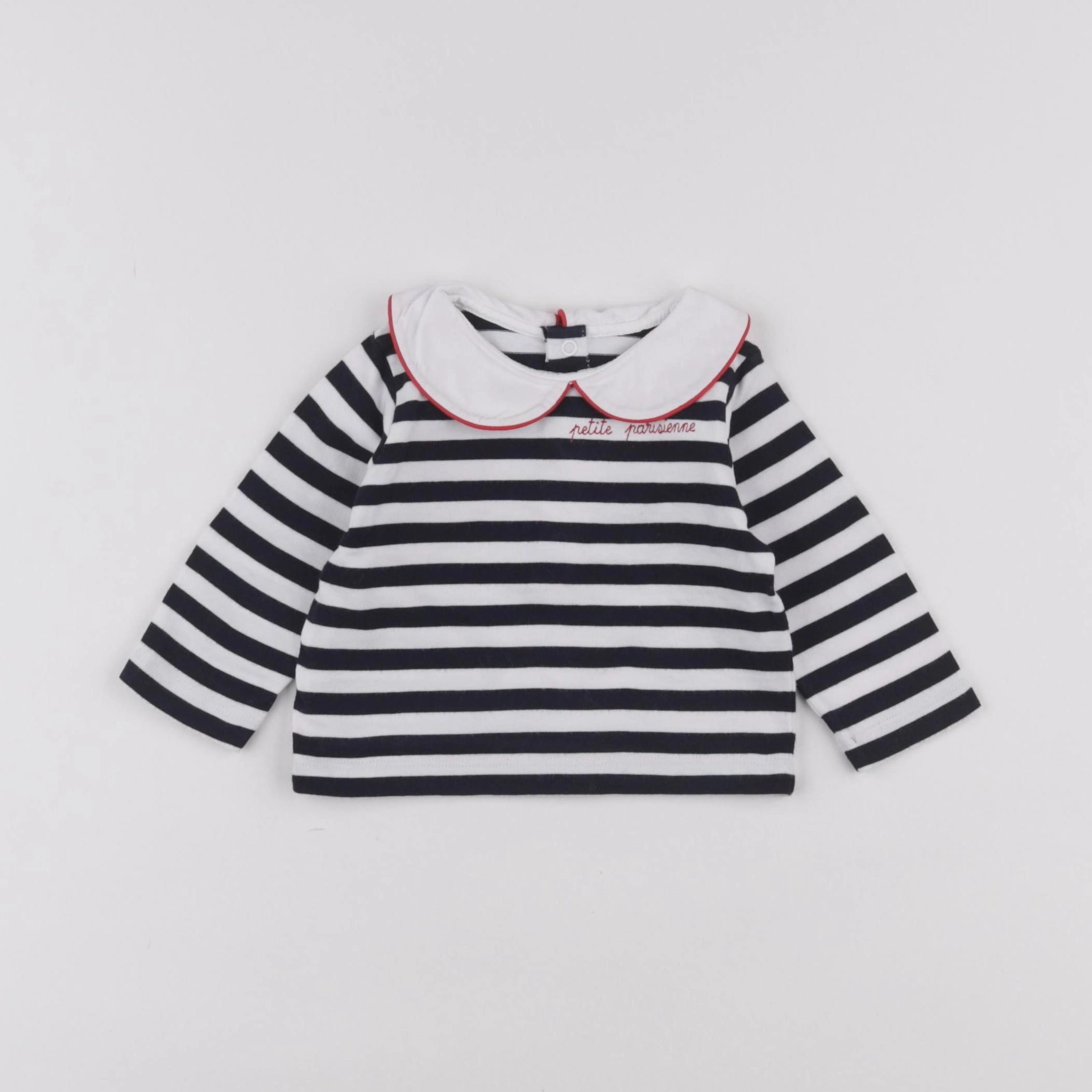 Jacadi - tee-shirt blanc, bleu - 6 mois
