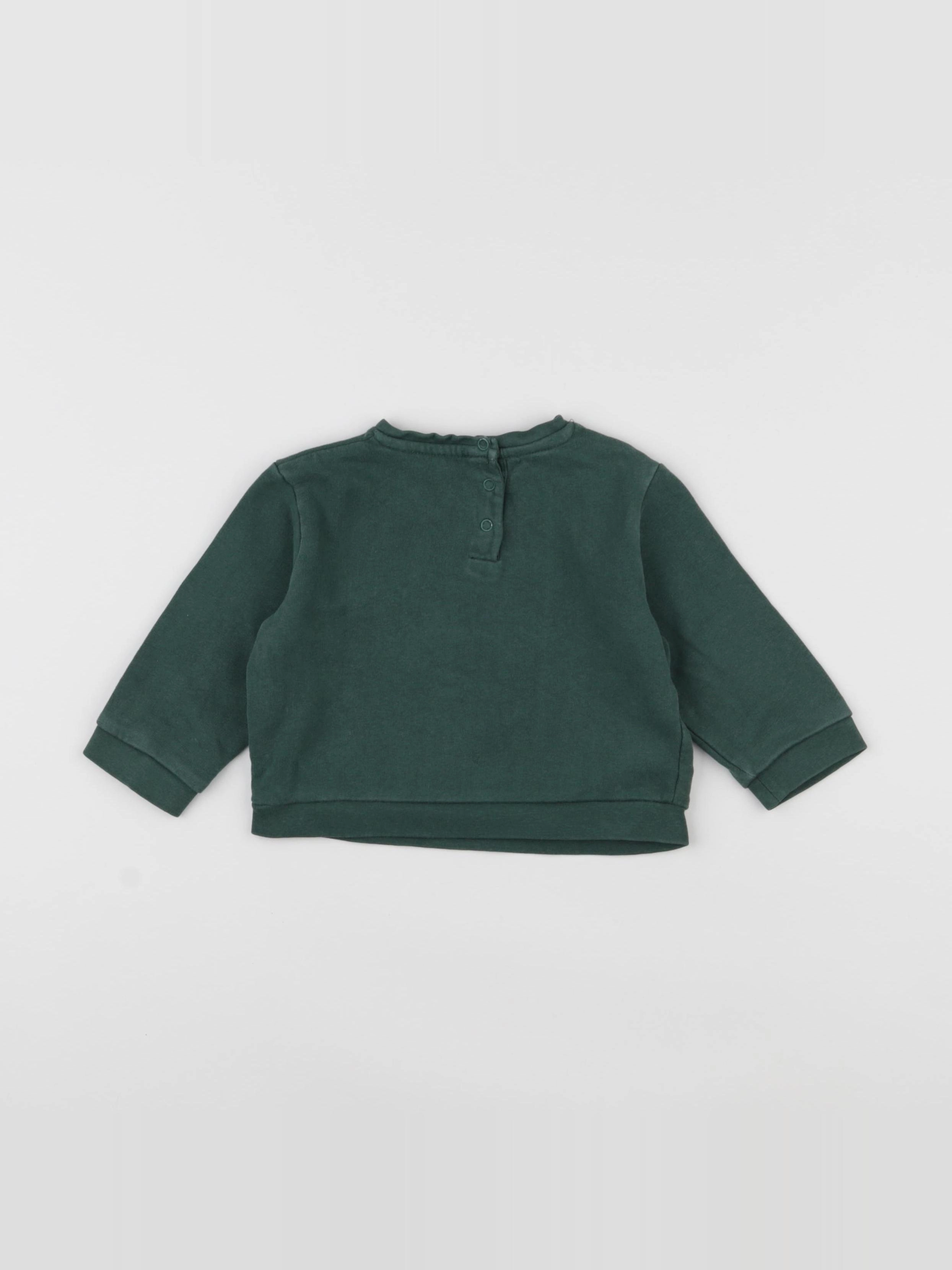 Vertbaudet - sweat vert - 9 mois
