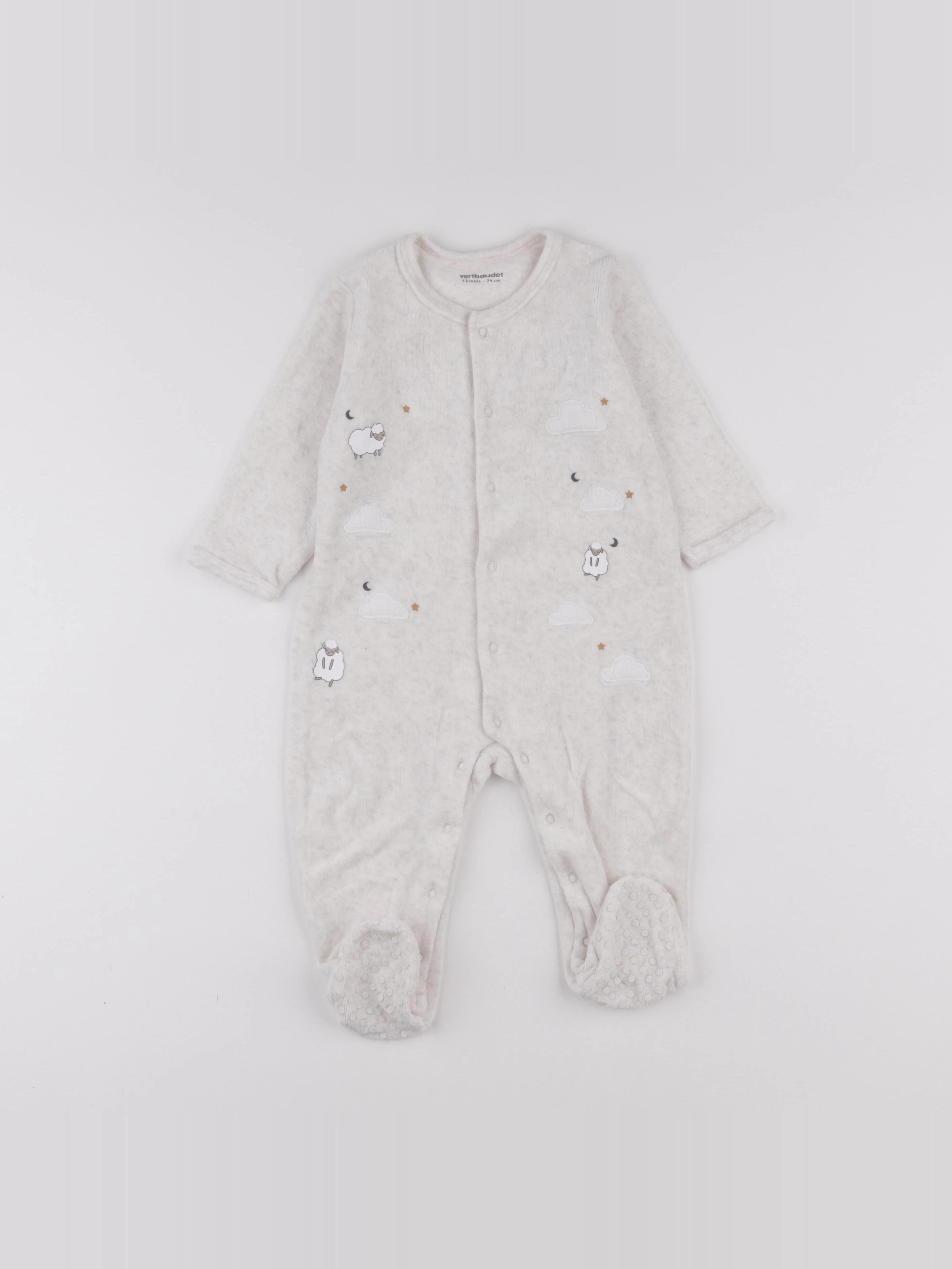 Vertbaudet - pyjama velours beige - 12 mois
