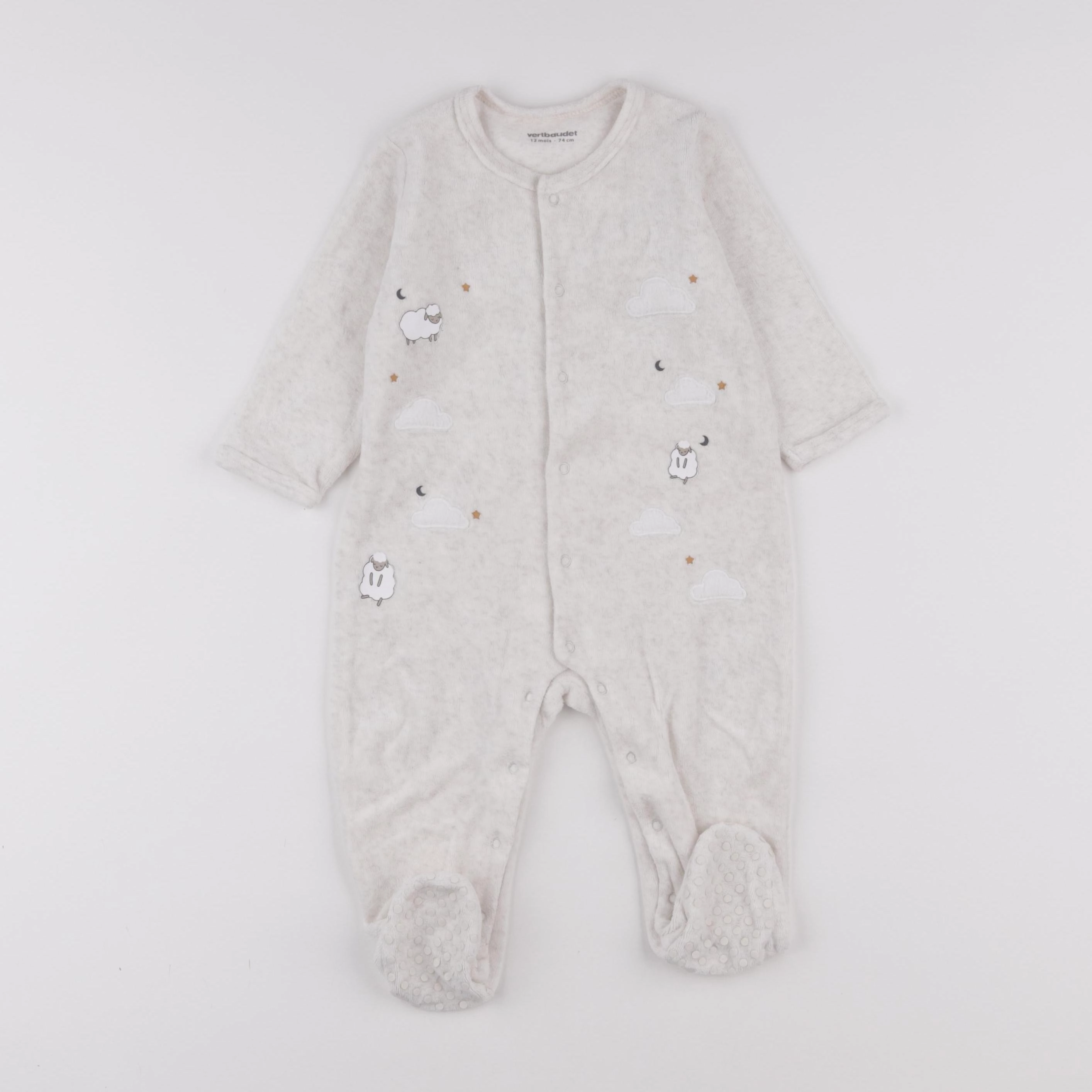 Vertbaudet - pyjama velours beige - 12 mois