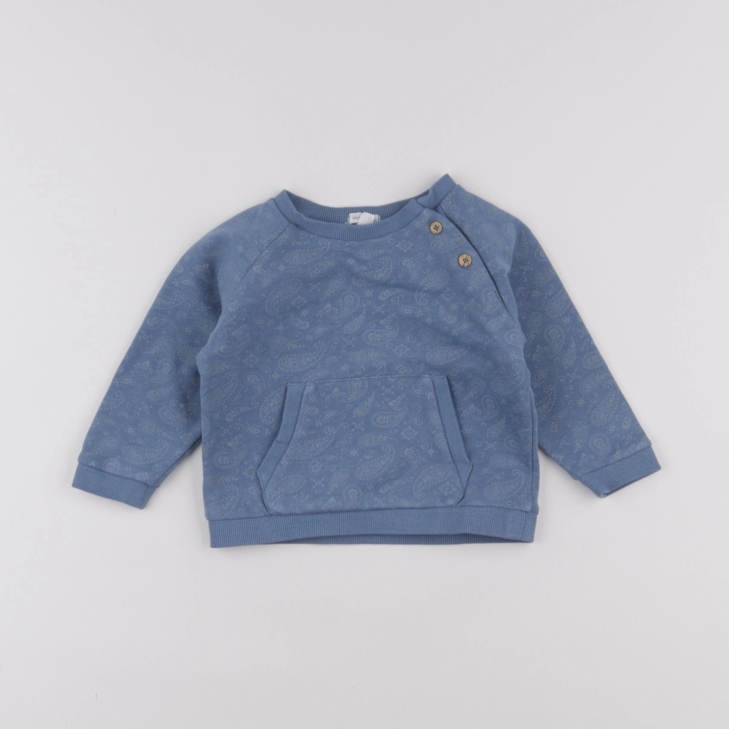 Vertbaudet - sweat bleu - 12 mois