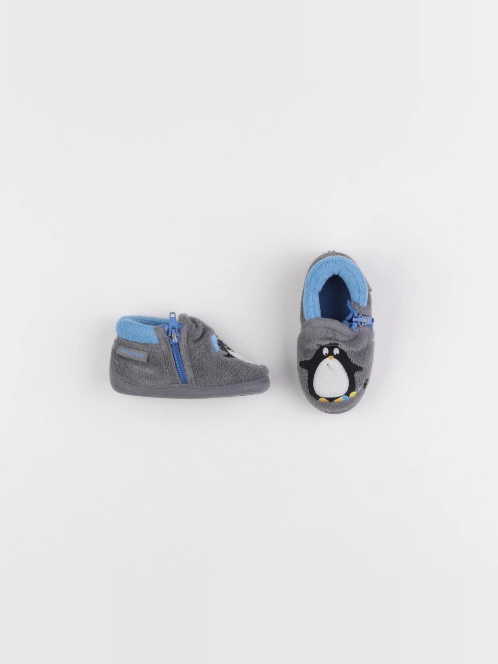Isotoner - chaussons bleu, gris - pointure 20