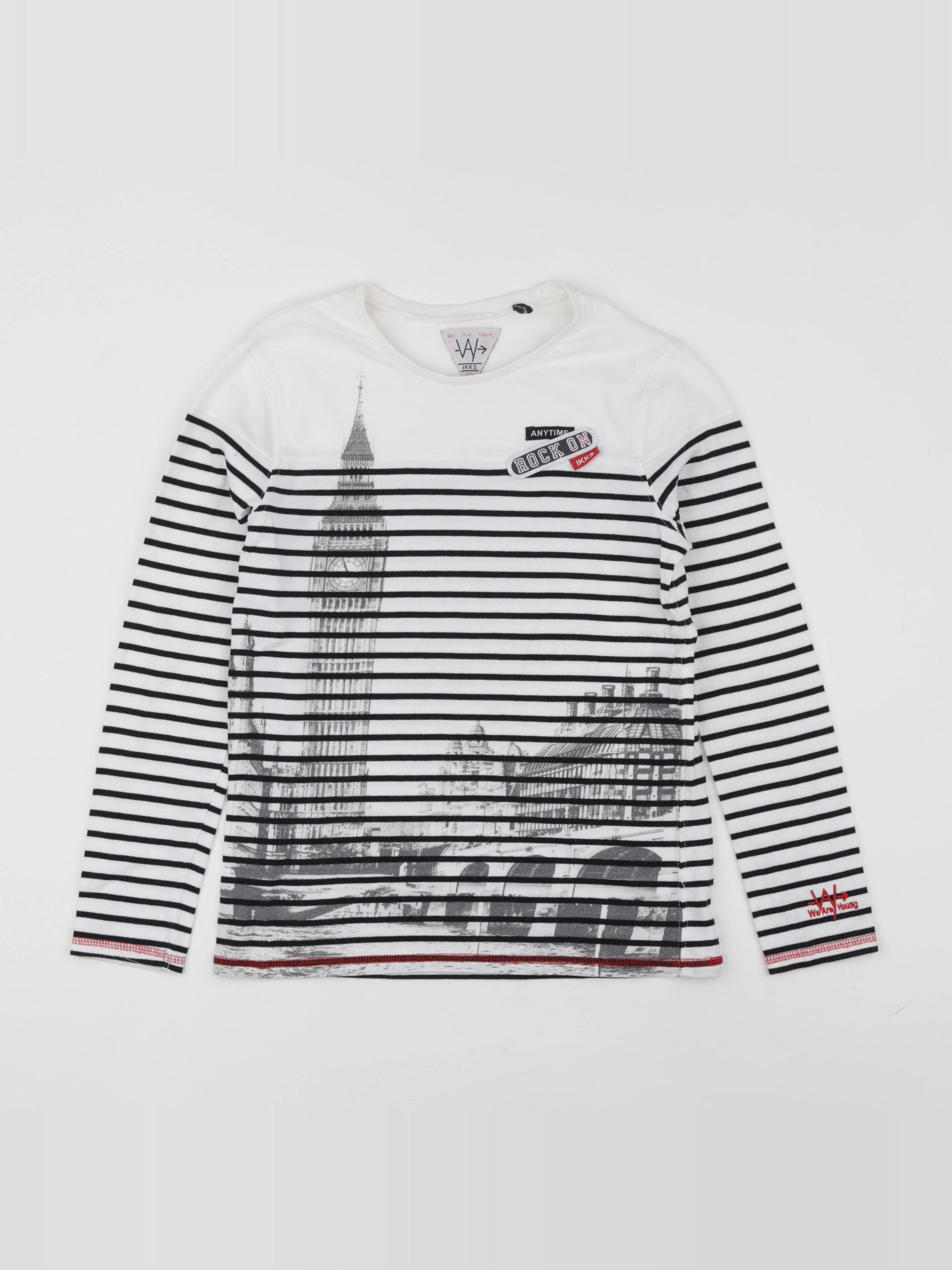 IKKS - tee-shirt blanc, bleu - 10 ans