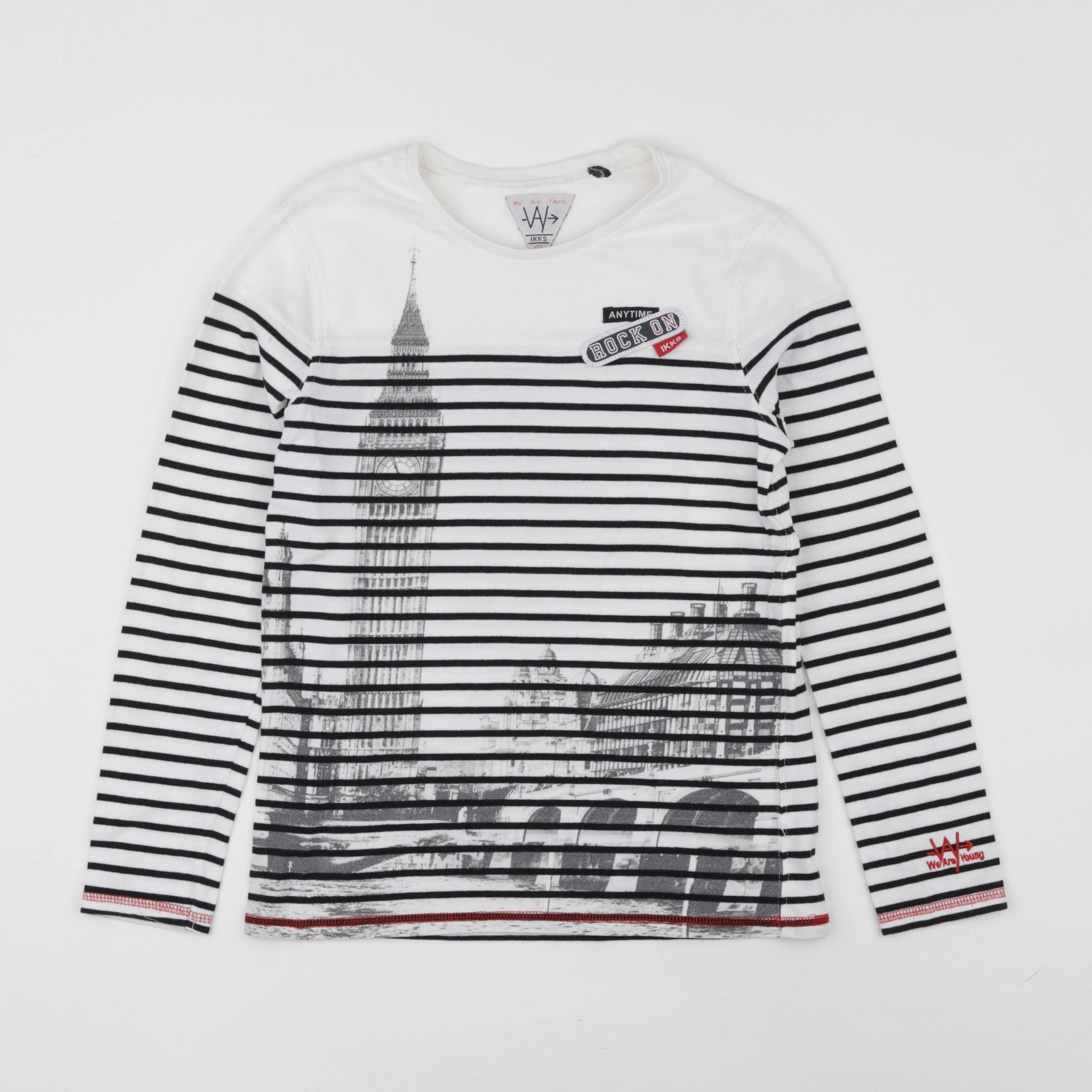 IKKS - tee-shirt blanc, bleu - 10 ans