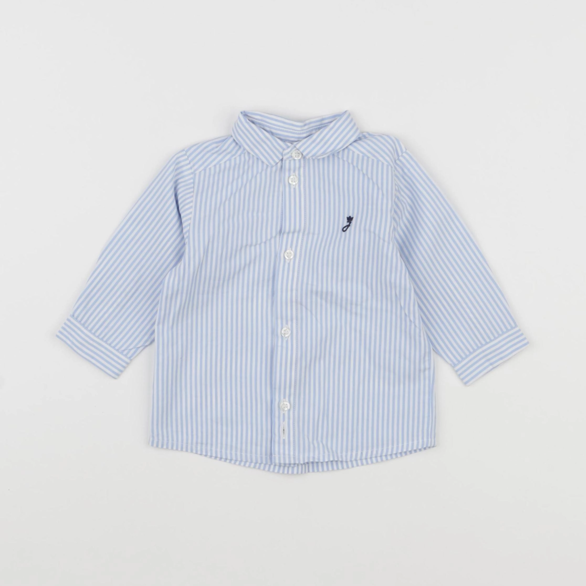 Jacadi - chemise blanc, bleu - 6 mois