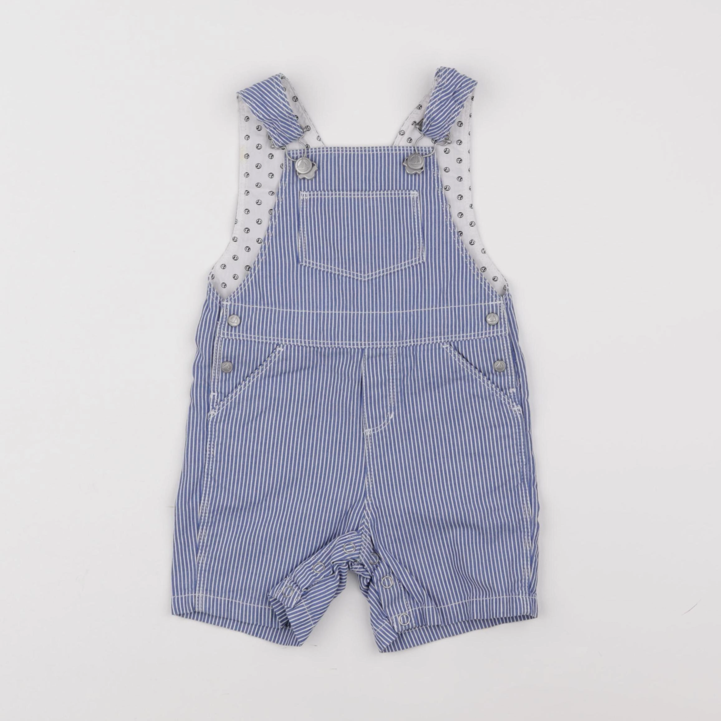Petit Bateau - salopette bleu, blanc - 12 mois