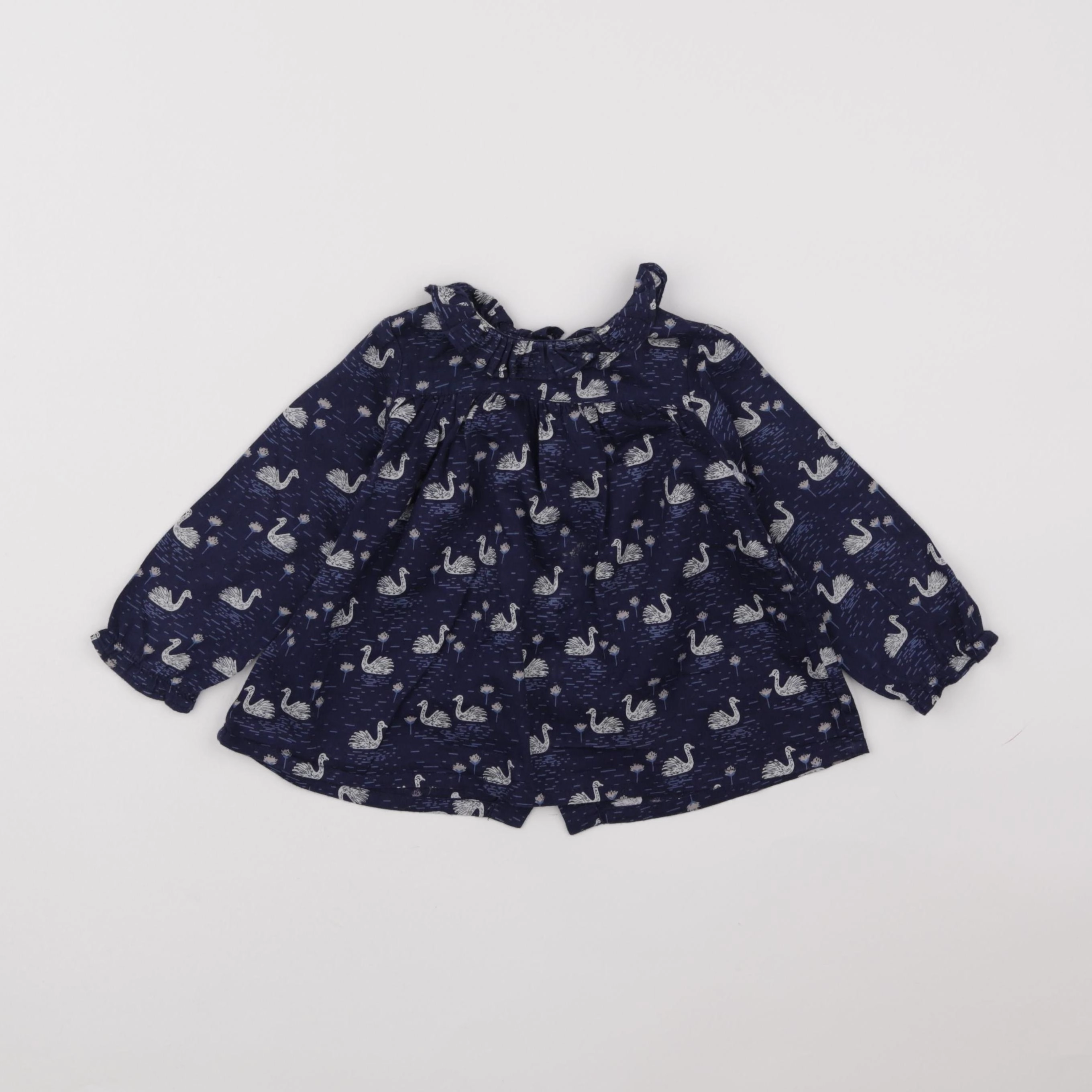 Boutchou - blouse bleu, blanc - 12 mois