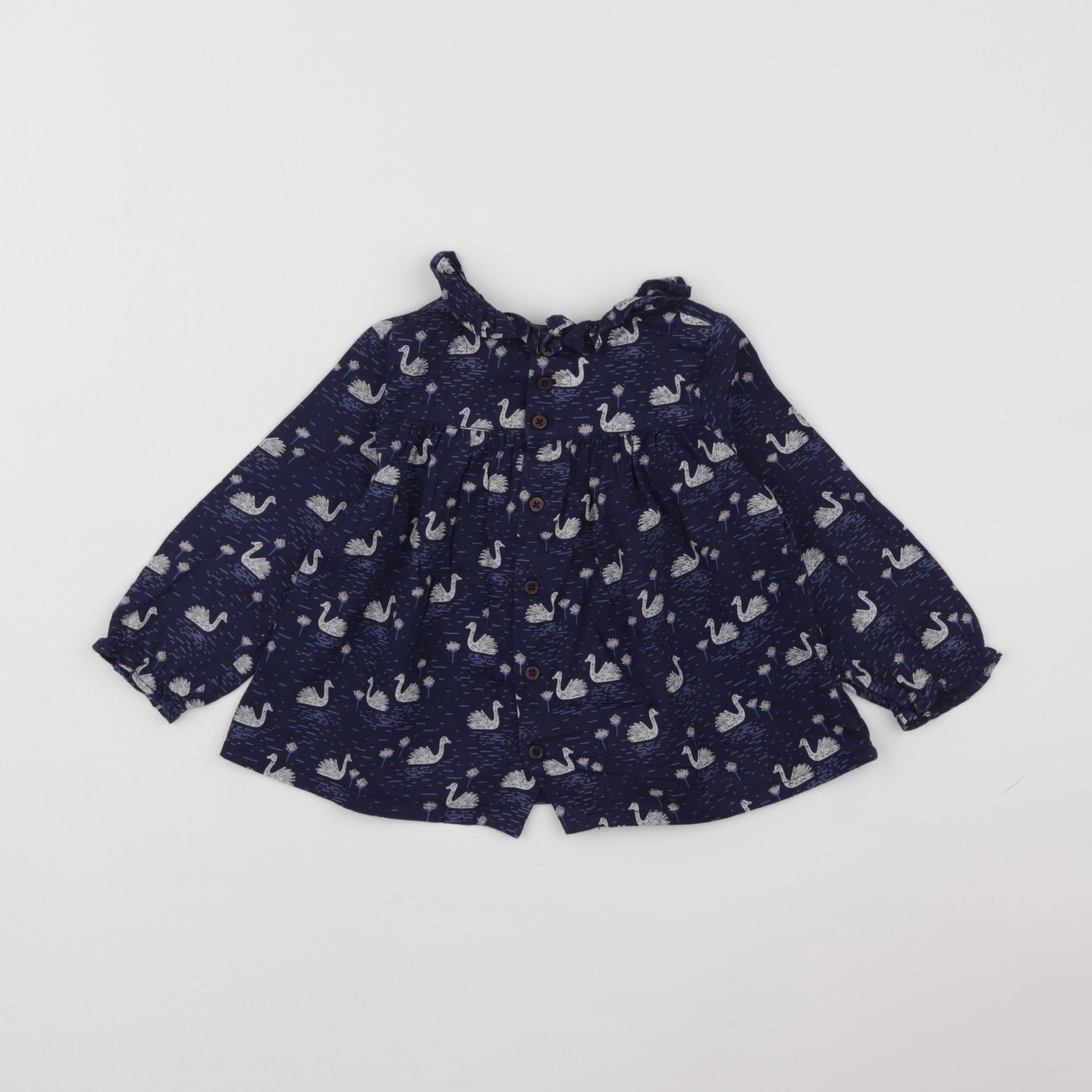 Boutchou - blouse bleu, blanc - 12 mois