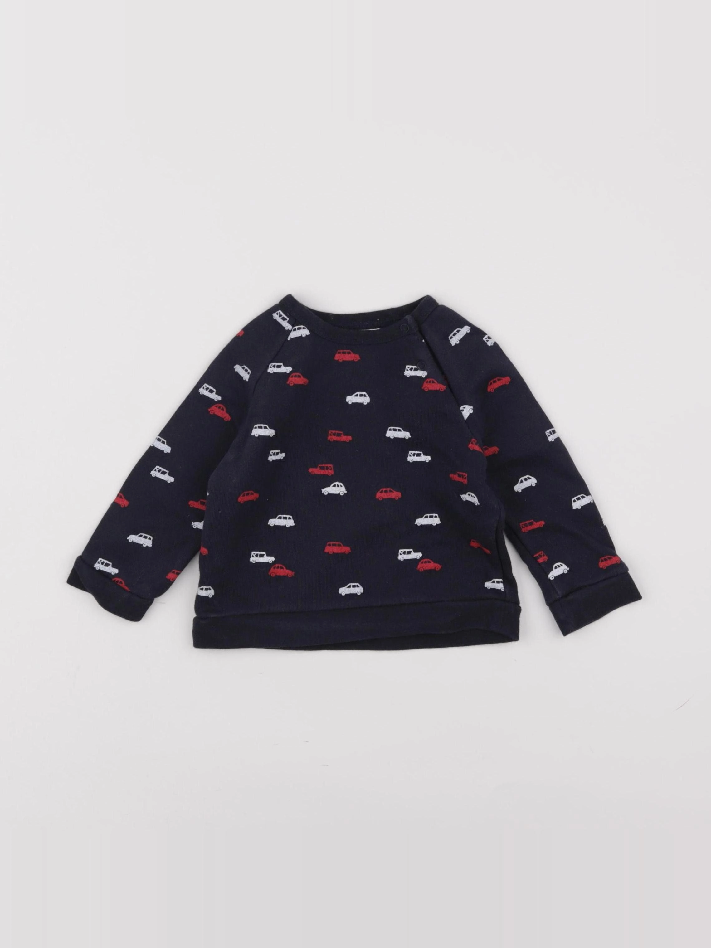 Boutchou - sweat bleu, rouge - 9 mois