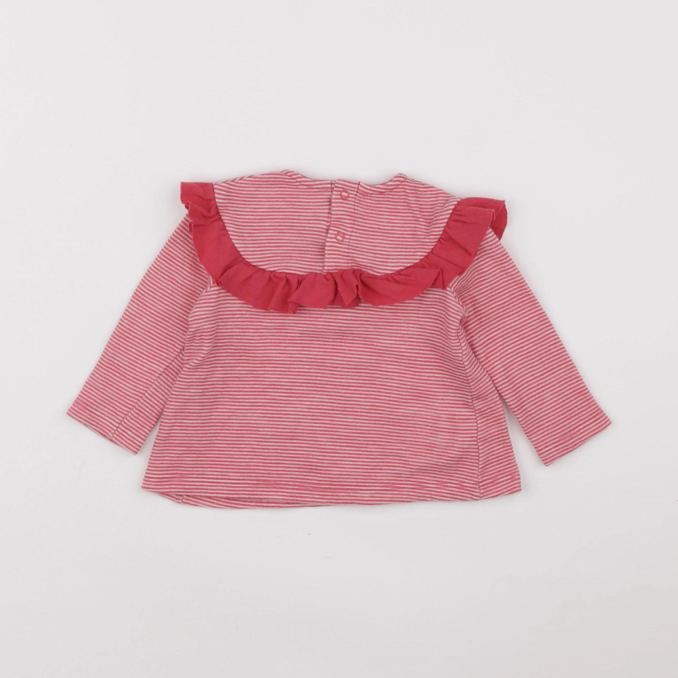 Petit Bateau - tee-shirt rose, blanc - 12 mois