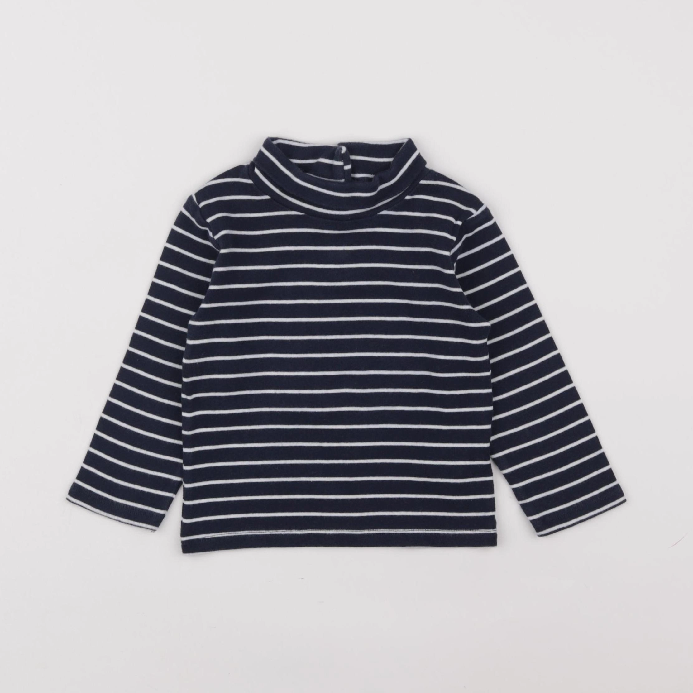 Vertbaudet - sous-pull bleu, blanc - 2 ans