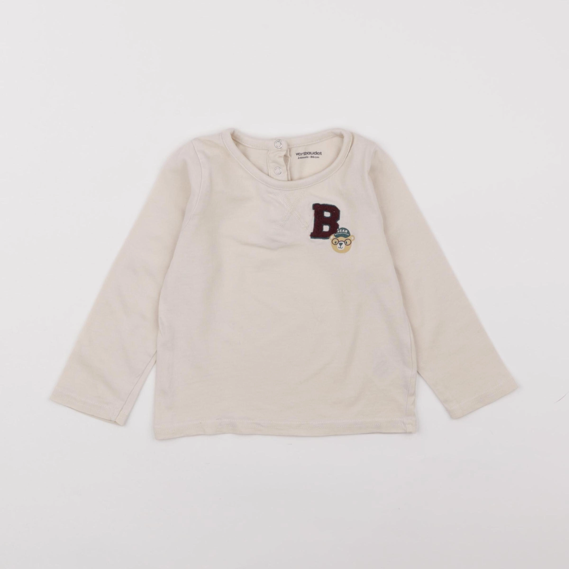 Vertbaudet - tee-shirt beige - 2 ans