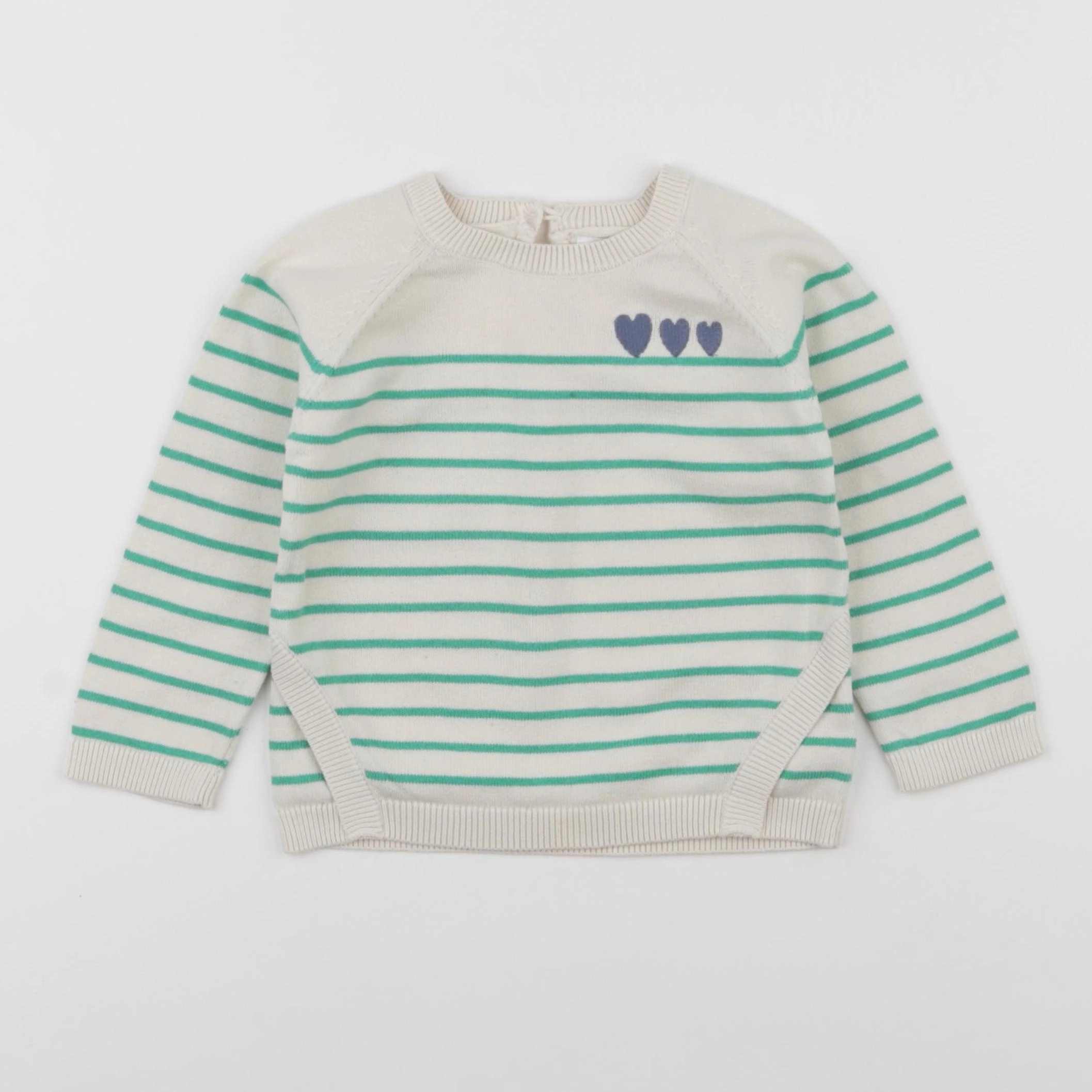 Vertbaudet - pull blanc, vert - 18 mois