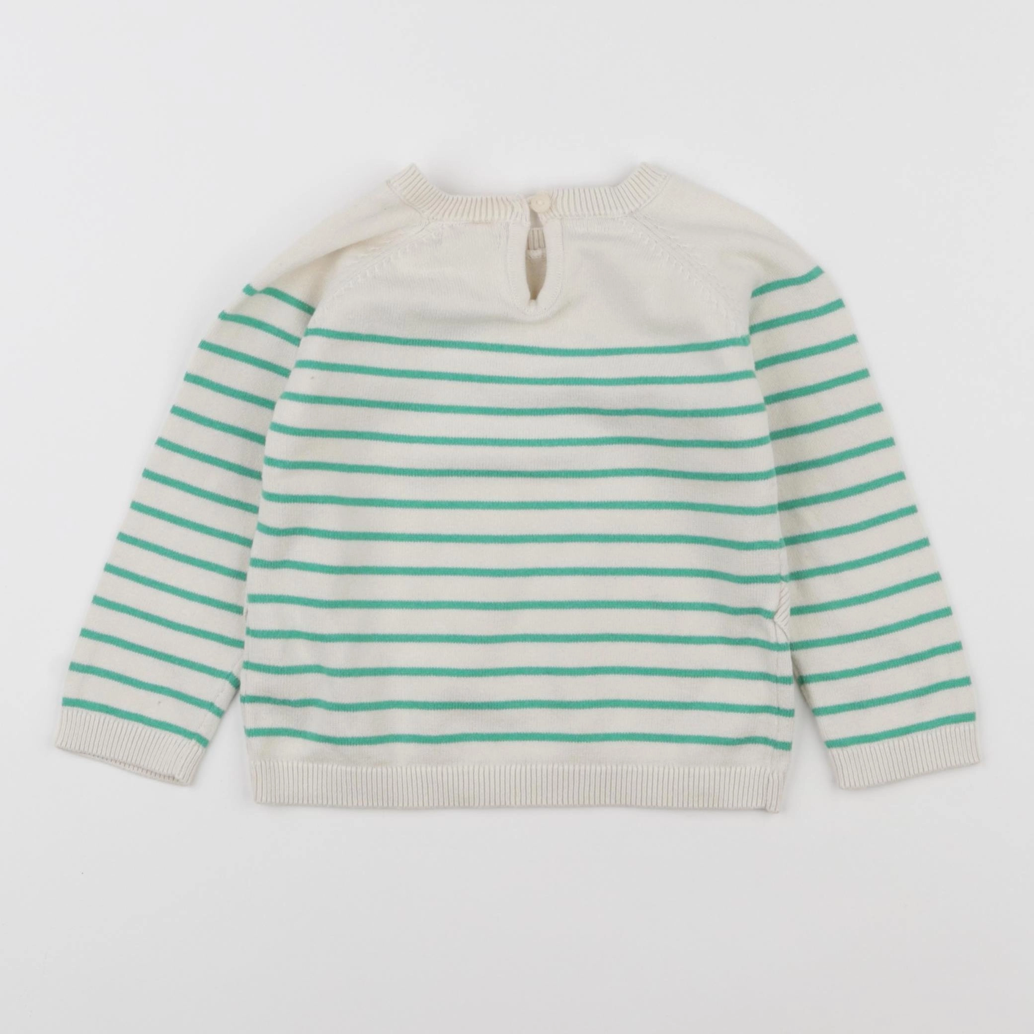 Vertbaudet - pull blanc, vert - 18 mois