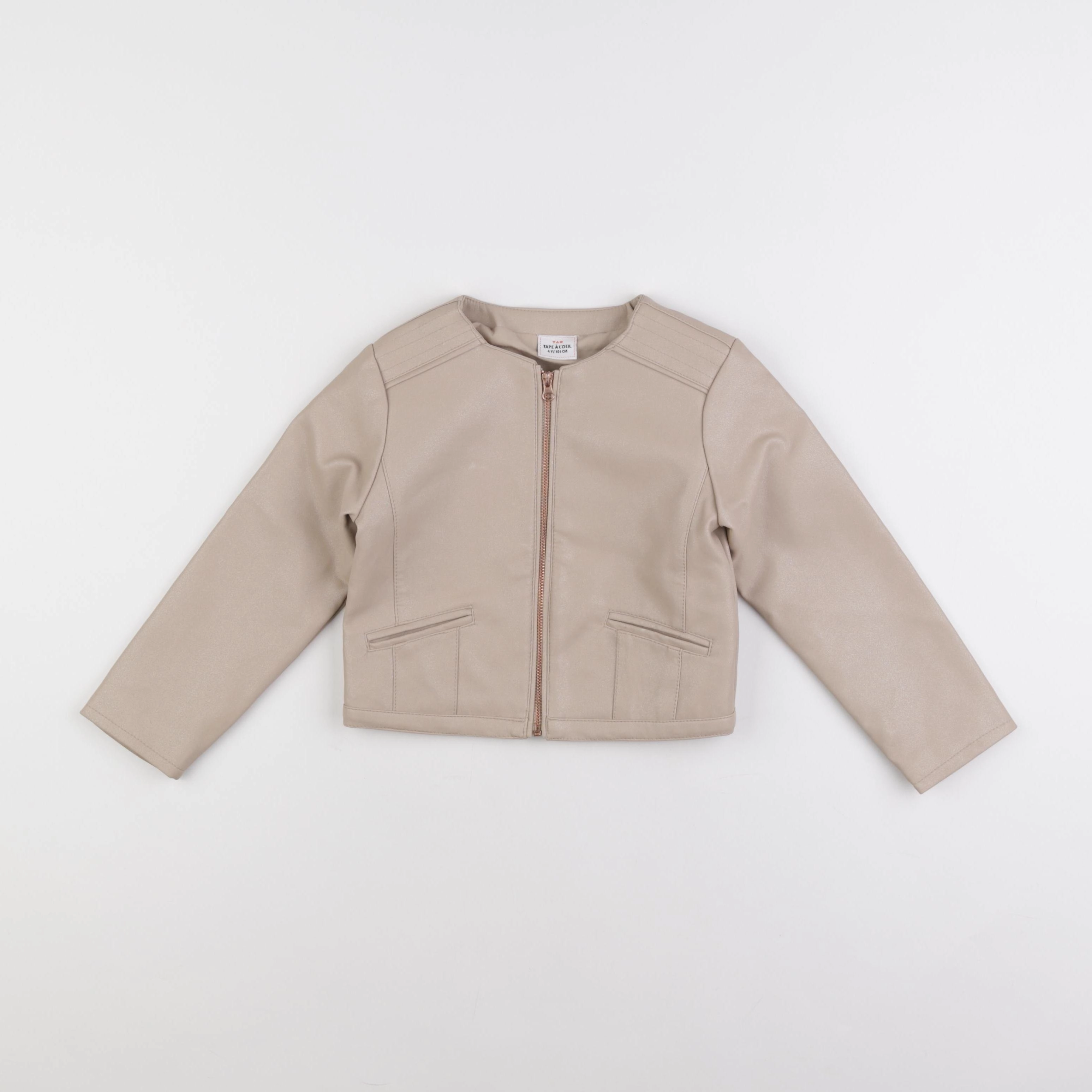 Tape à l'oeil - veste simili cuir beige - 4 ans