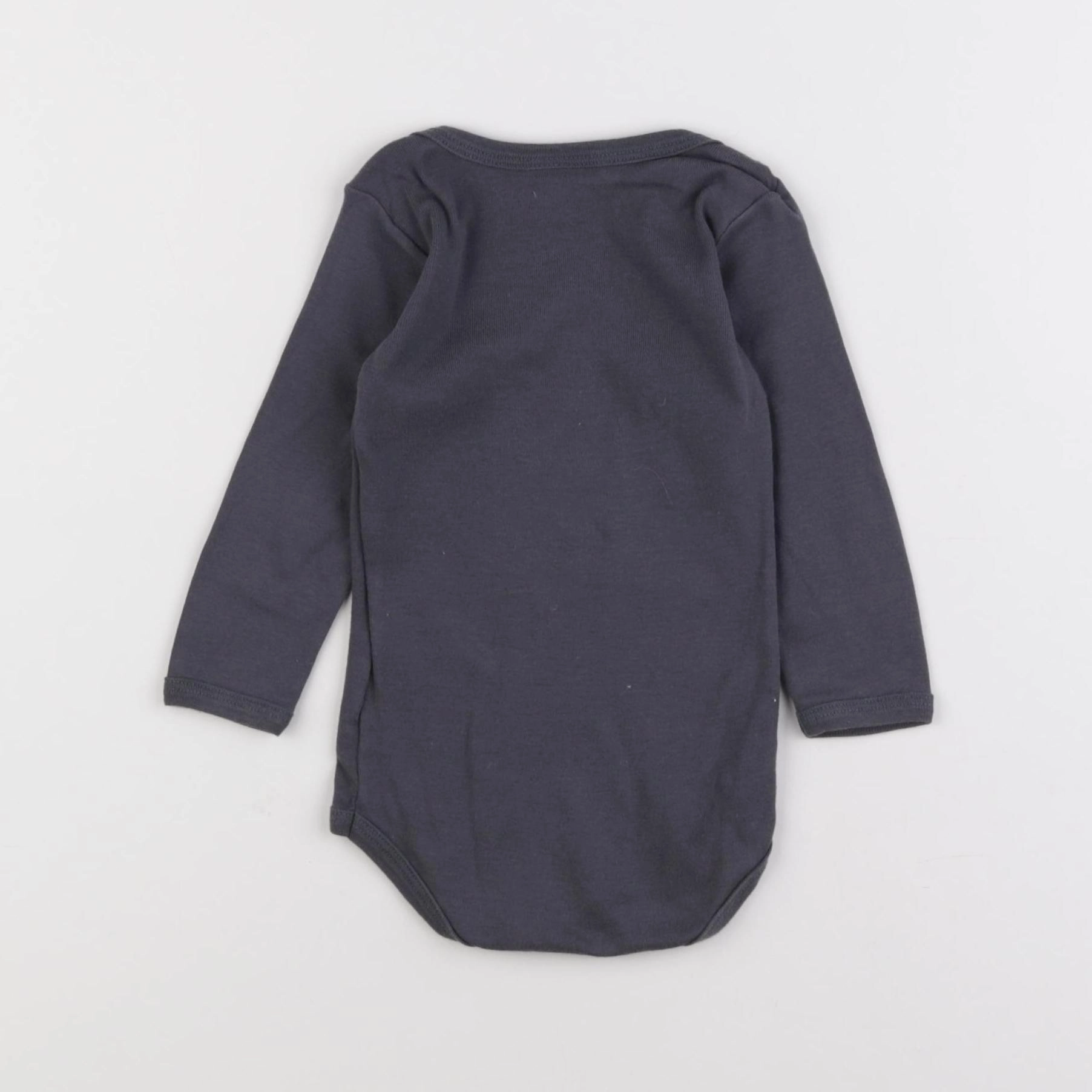Petit Bateau - body gris - 12 mois