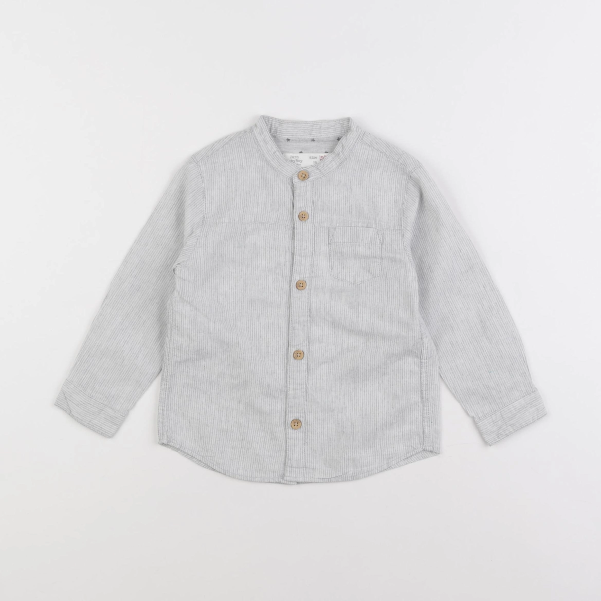 Zara - chemise blanc, gris - 12/18 mois