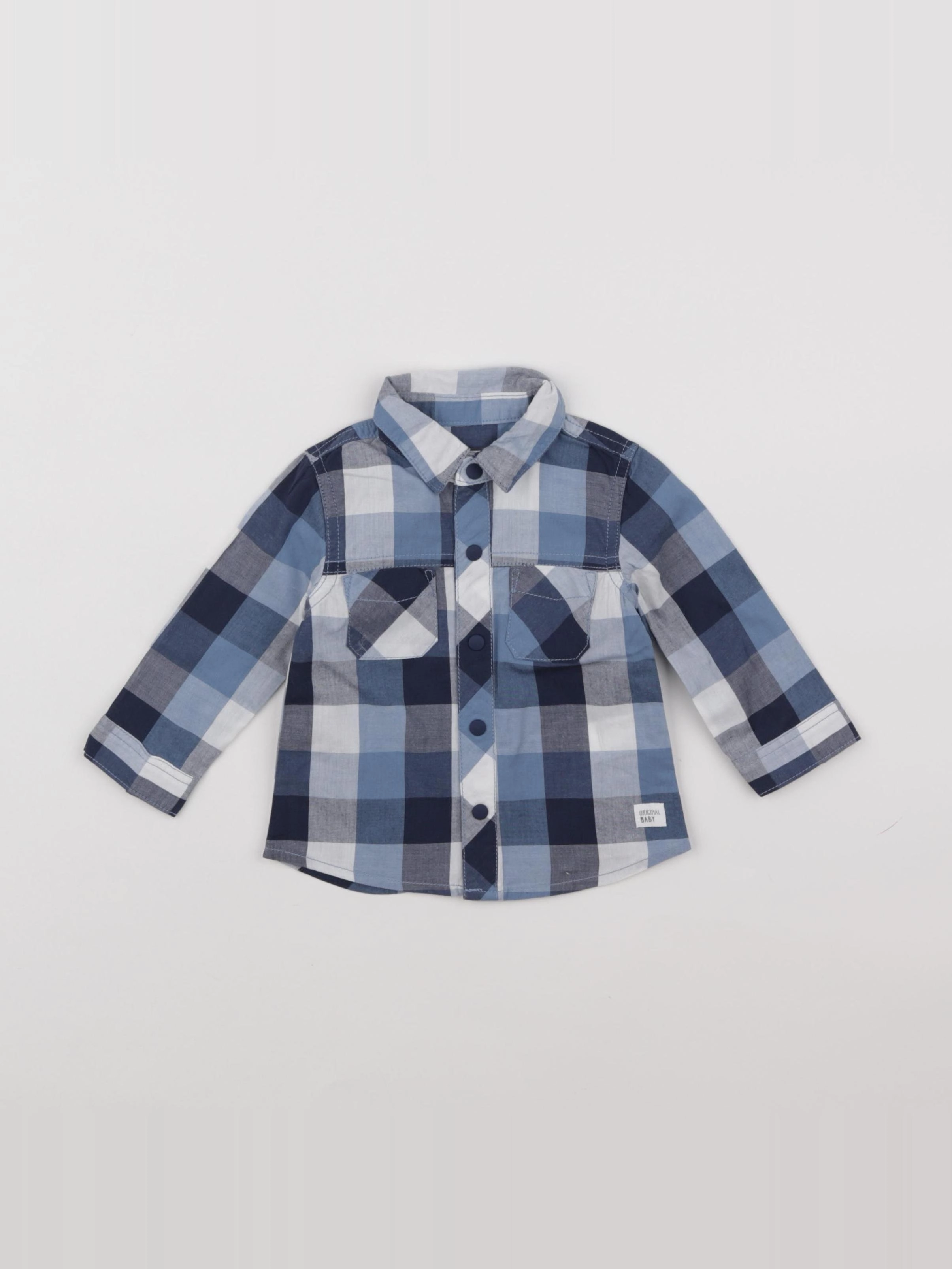 La Redoute - chemise blanc, bleu - 6 mois