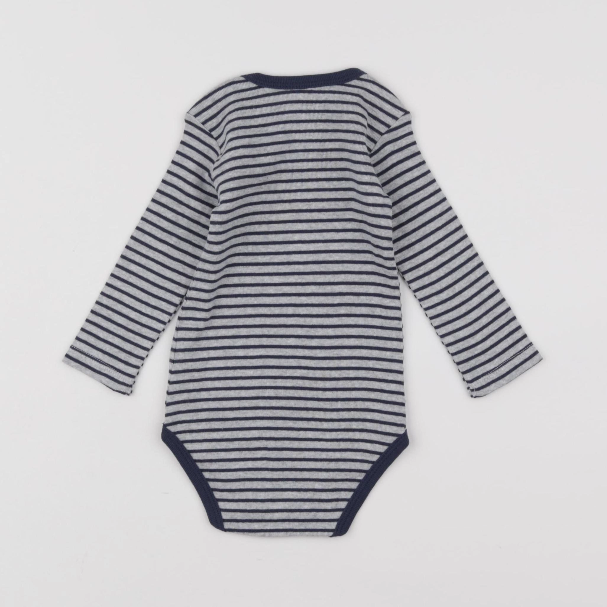 La Redoute - body gris, bleu - 9 mois