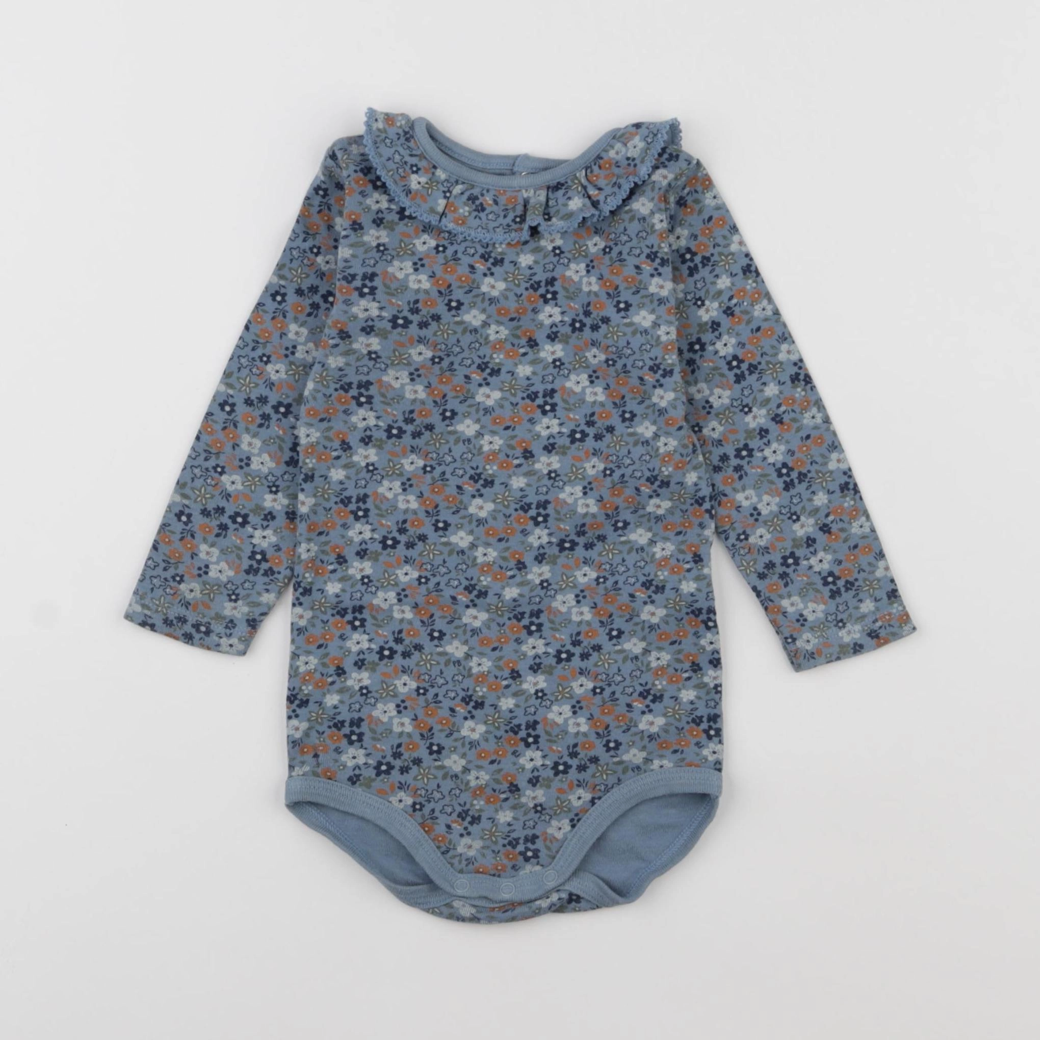 Petit Bateau - body à col bleu - 12 mois