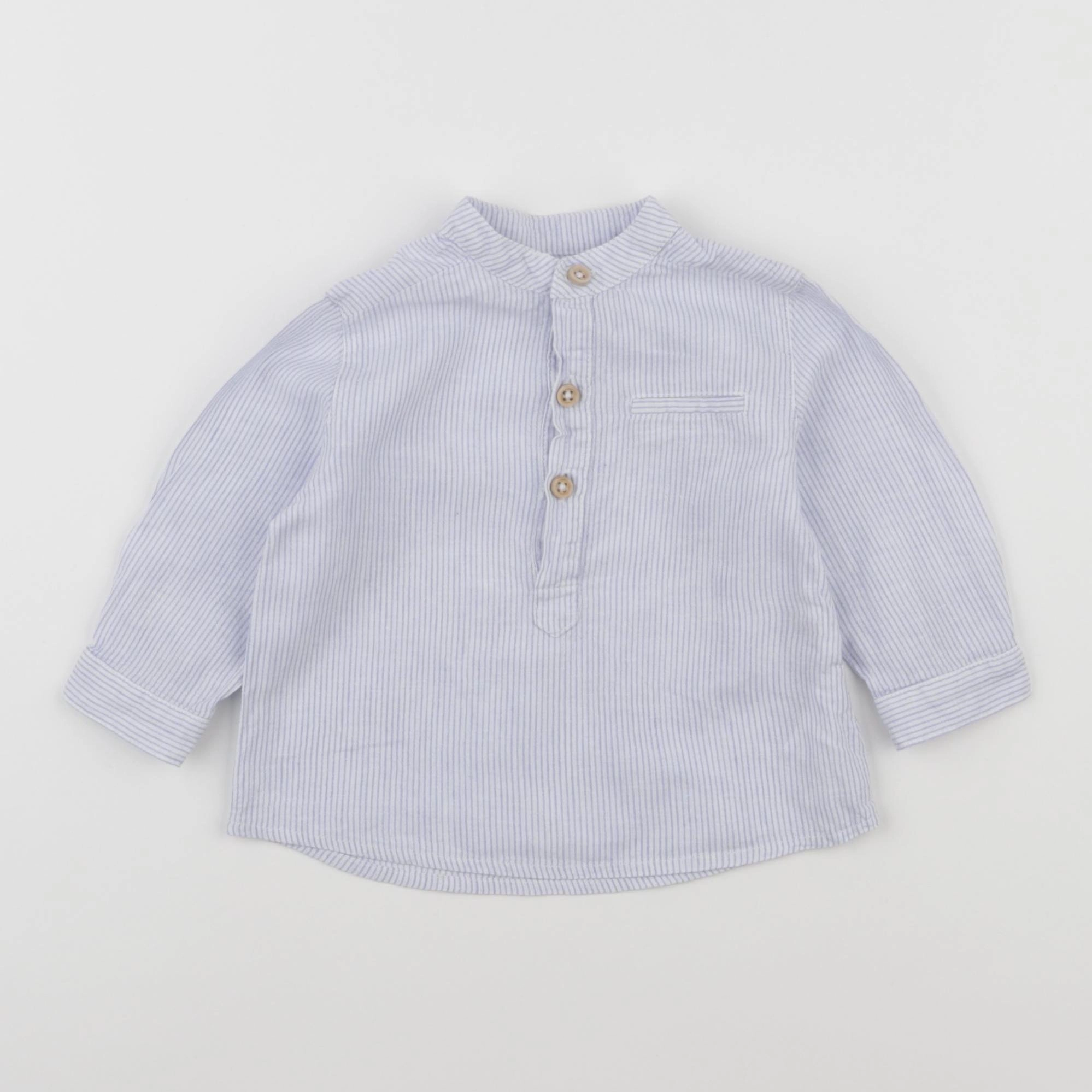 Boutchou - chemise blanc, bleu - 6 mois