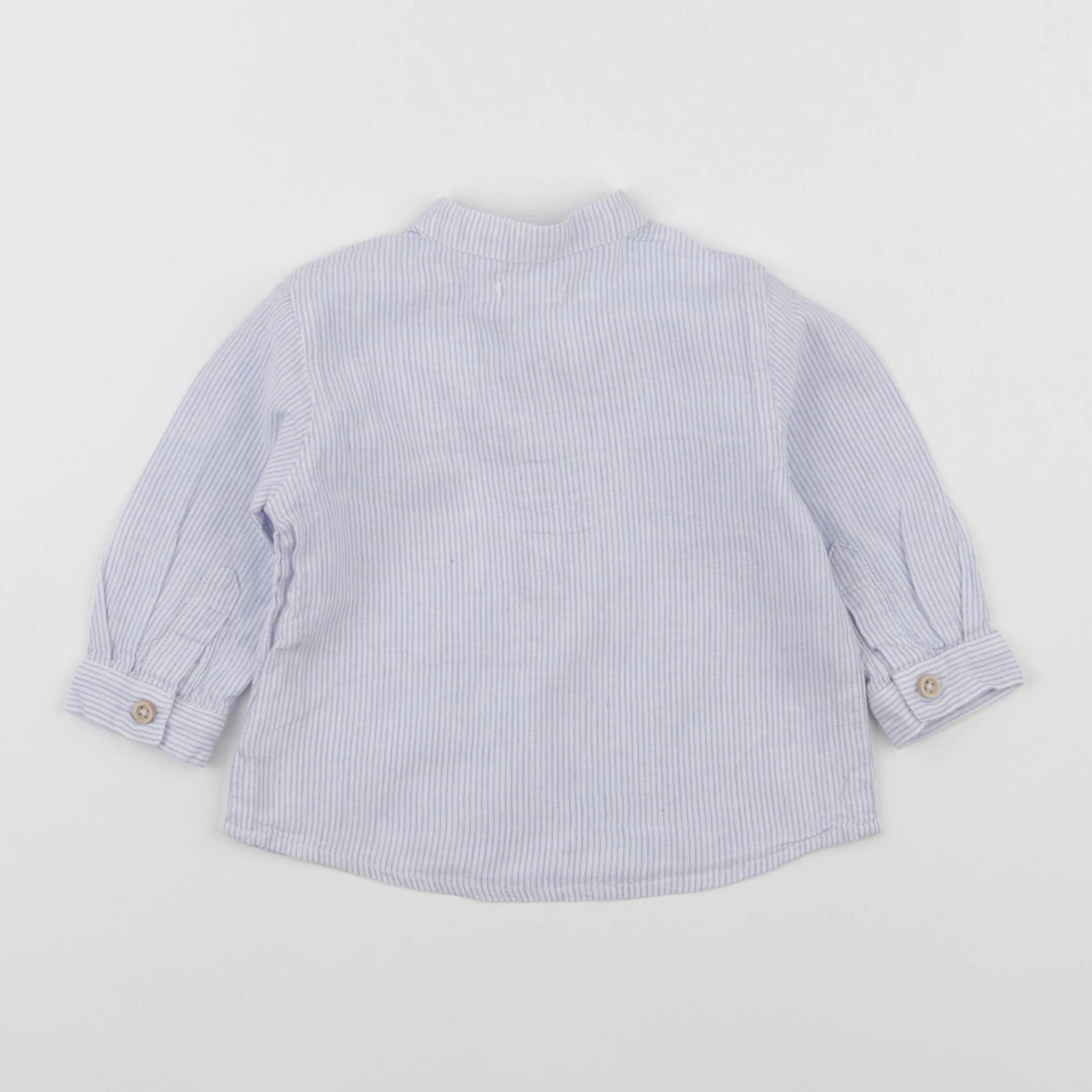 Boutchou - chemise blanc, bleu - 6 mois