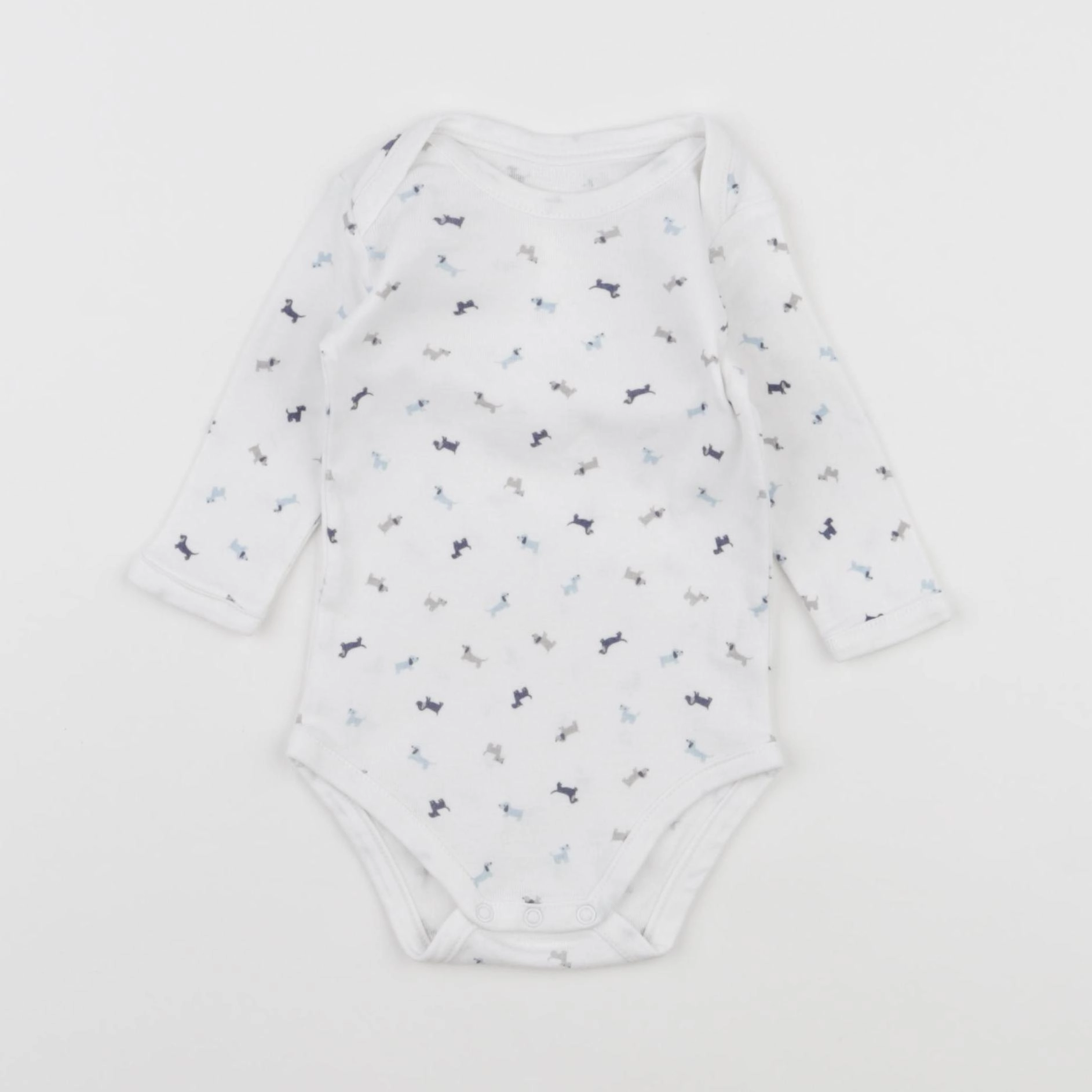 Boutchou - body blanc, bleu - 6 mois
