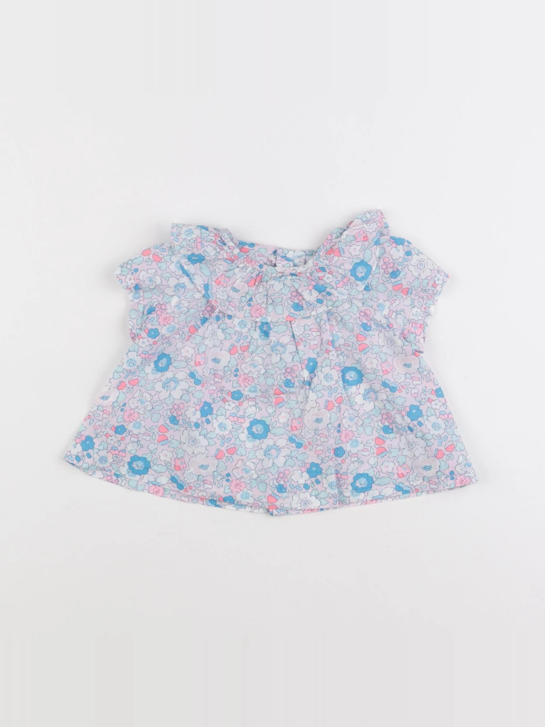 Jacadi - blouse liberty bleu, rose - 6 mois
