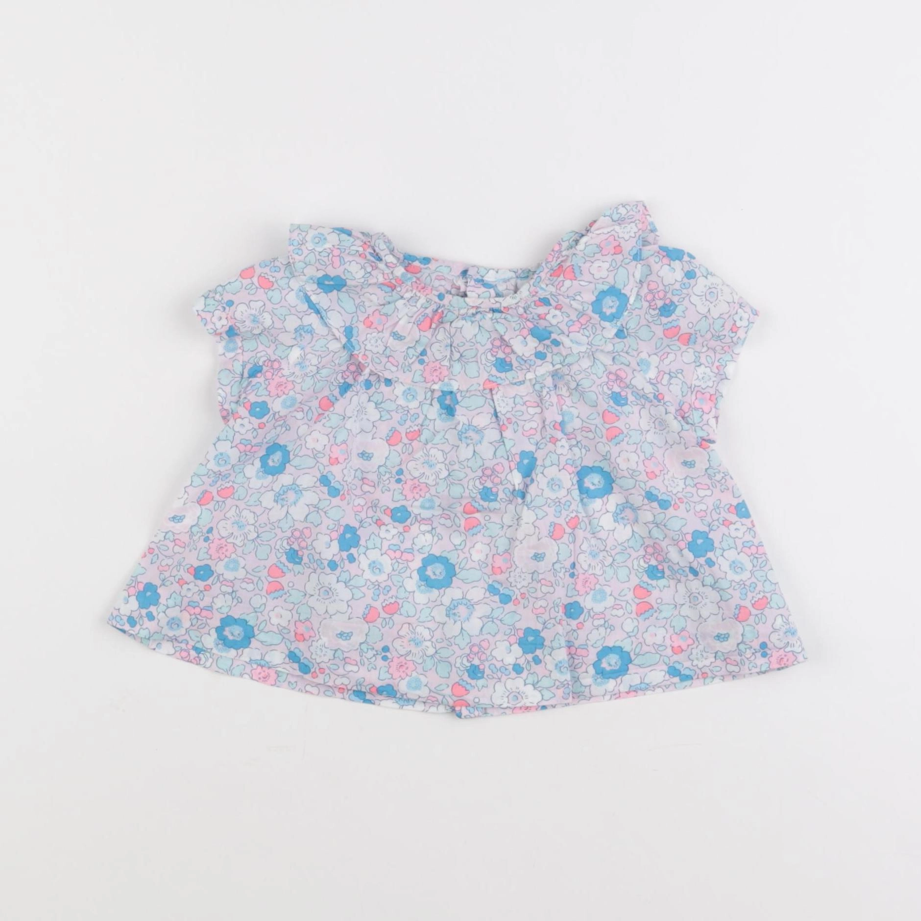 Jacadi - blouse liberty bleu, rose - 6 mois