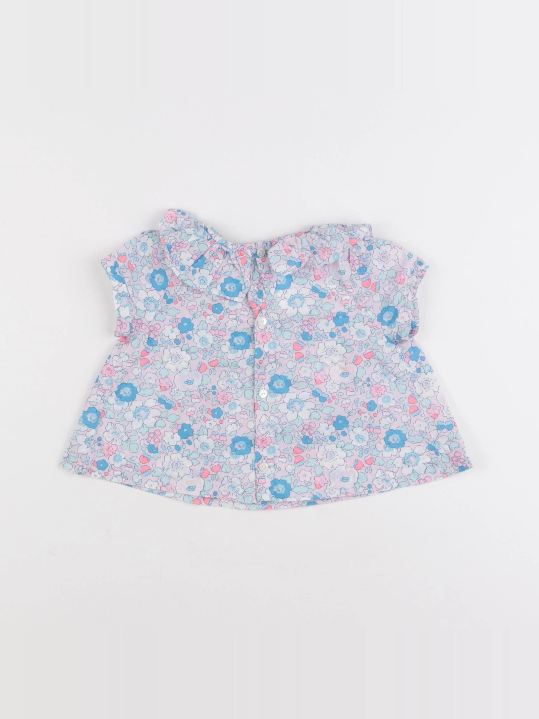 Jacadi - blouse liberty bleu, rose - 6 mois