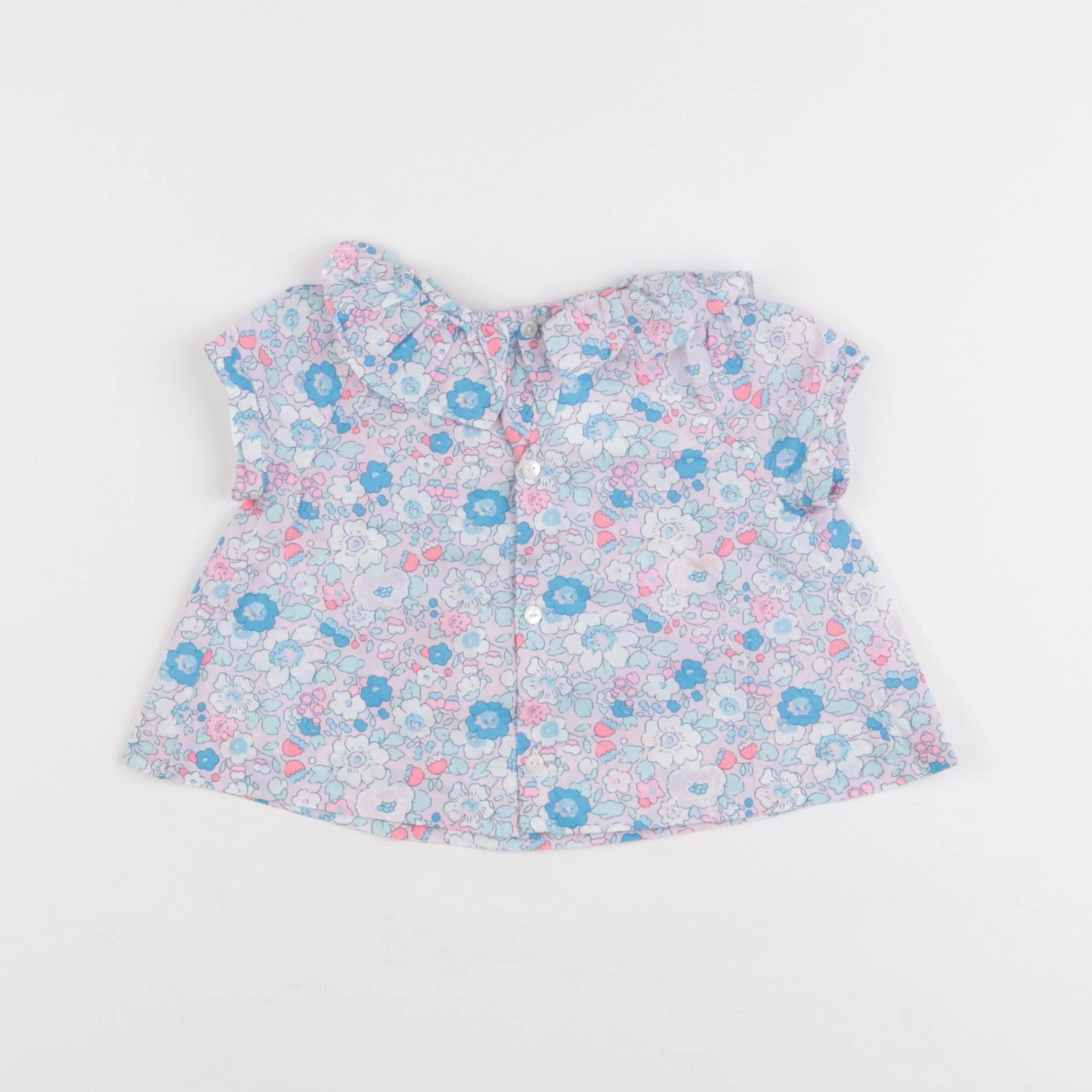 Jacadi - blouse liberty bleu, rose - 6 mois