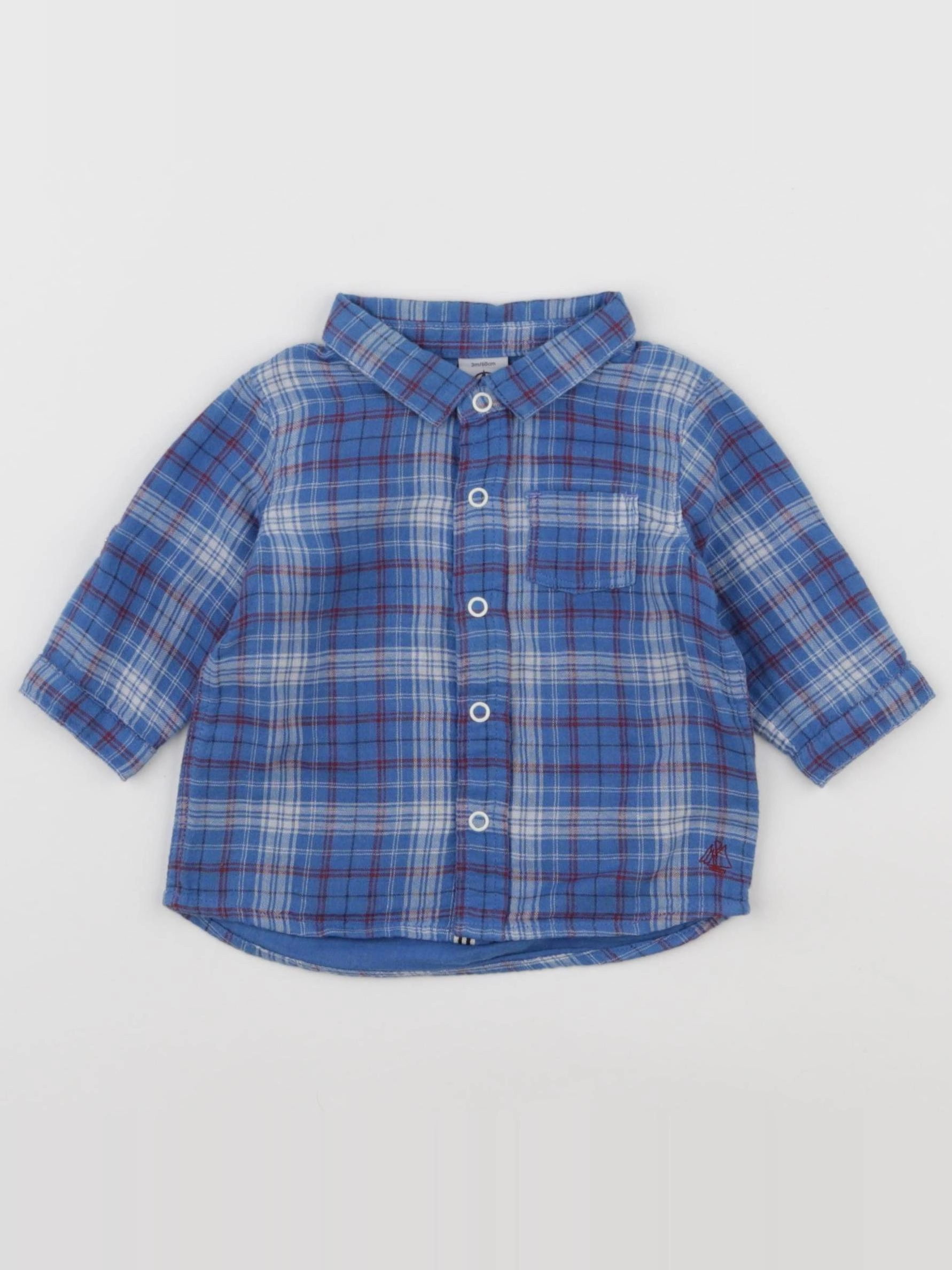 Petit Bateau - chemise bleu - 3 mois