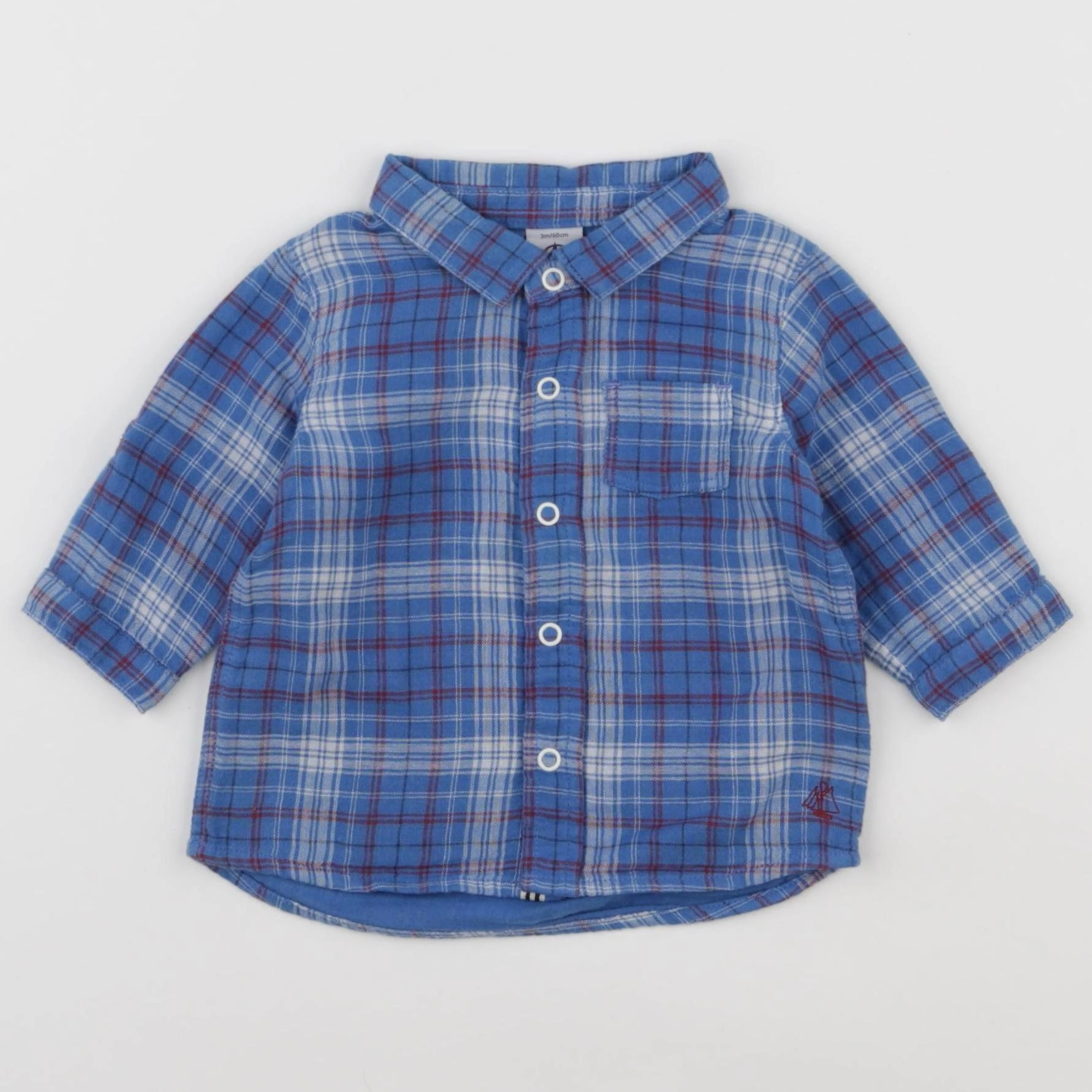 Petit Bateau - chemise bleu - 3 mois