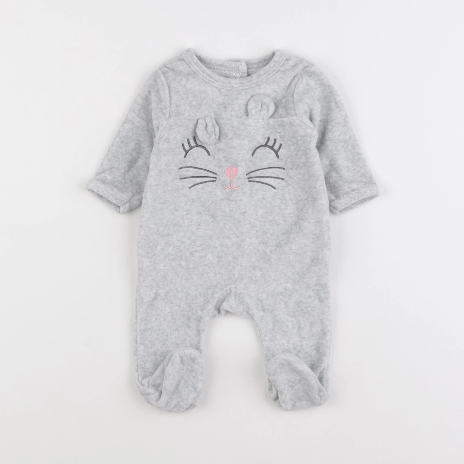 Vertbaudet - pyjama velours gris - 1 mois