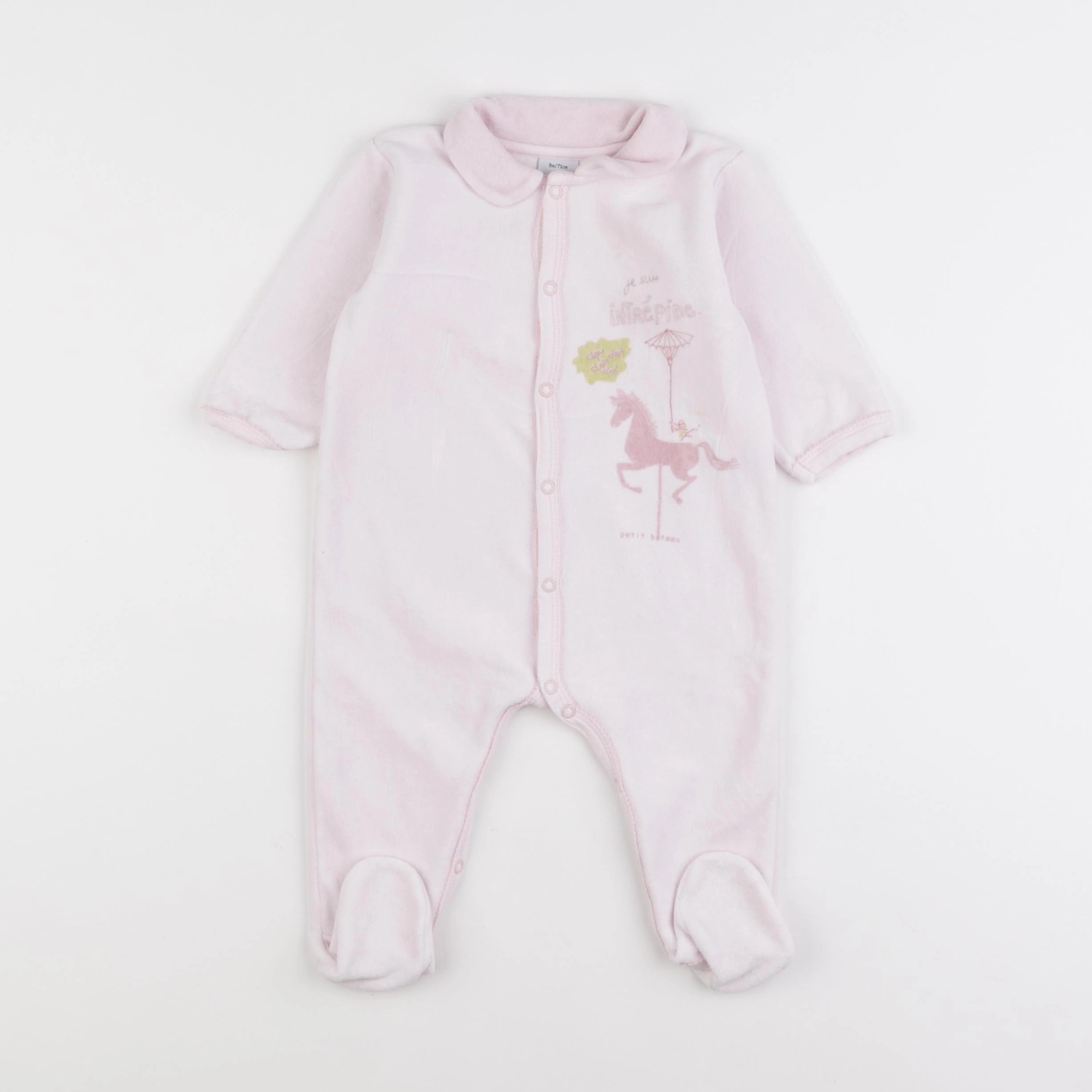 Petit Bateau - pyjama velours rose - 9 mois