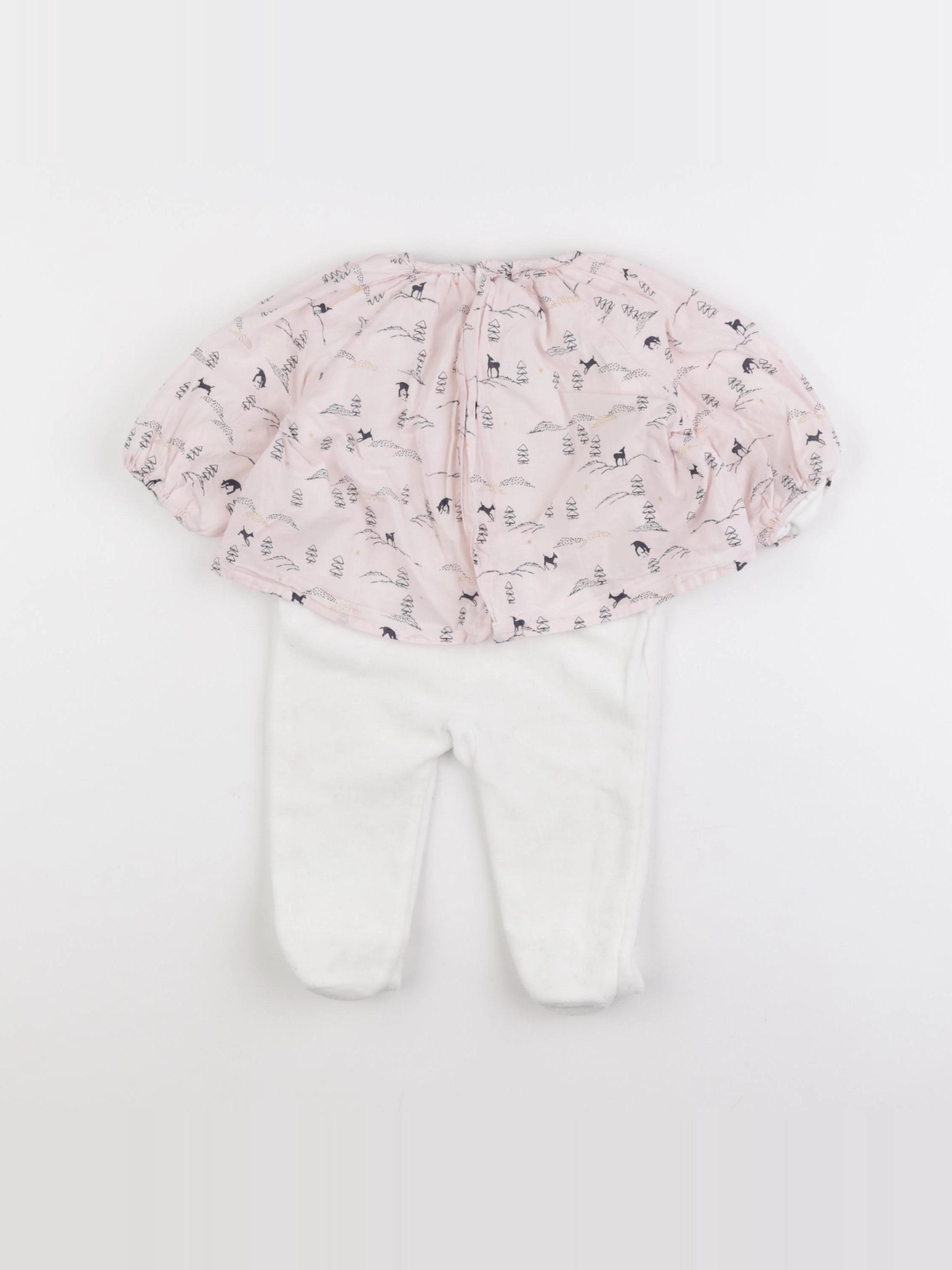 Boutchou - pyjama velours blanc, rose - 3 mois