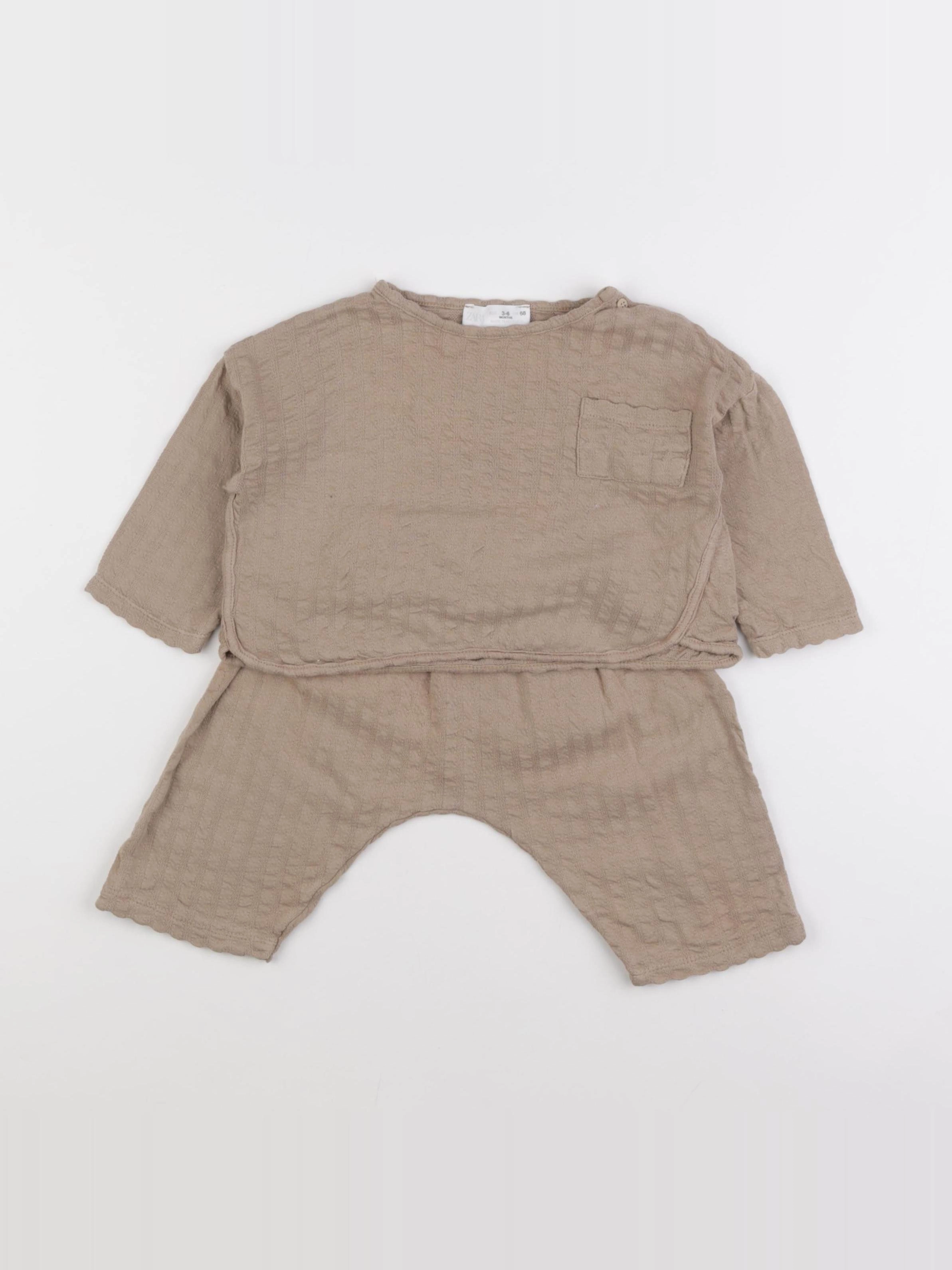Zara - ensemble marron - 3/6 mois