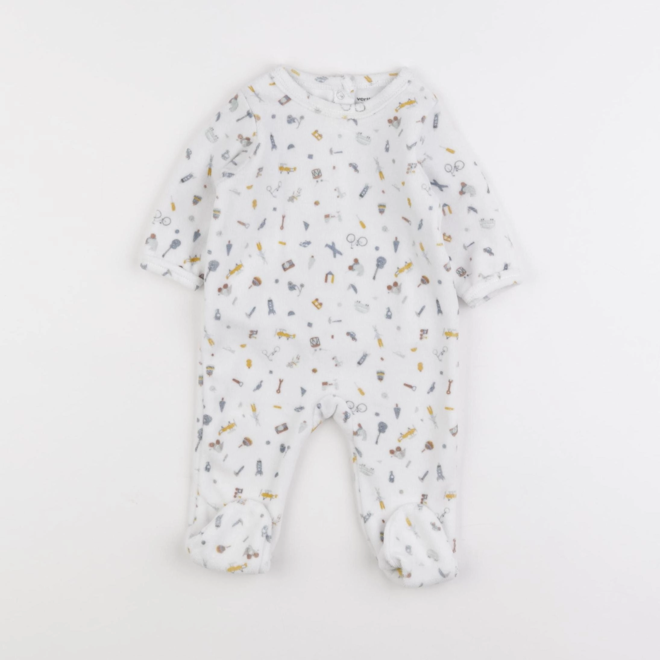 Vertbaudet - pyjama velours blanc - 3 mois