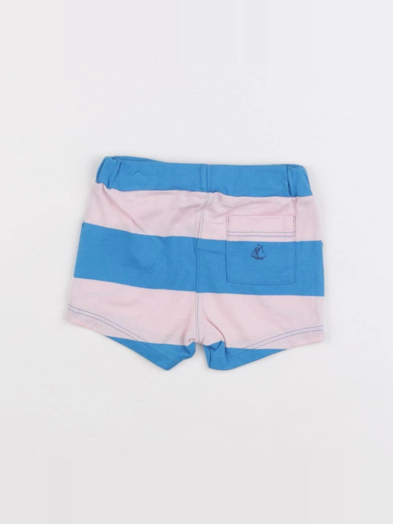 Petit Bateau - short bleu, rose - 3 mois