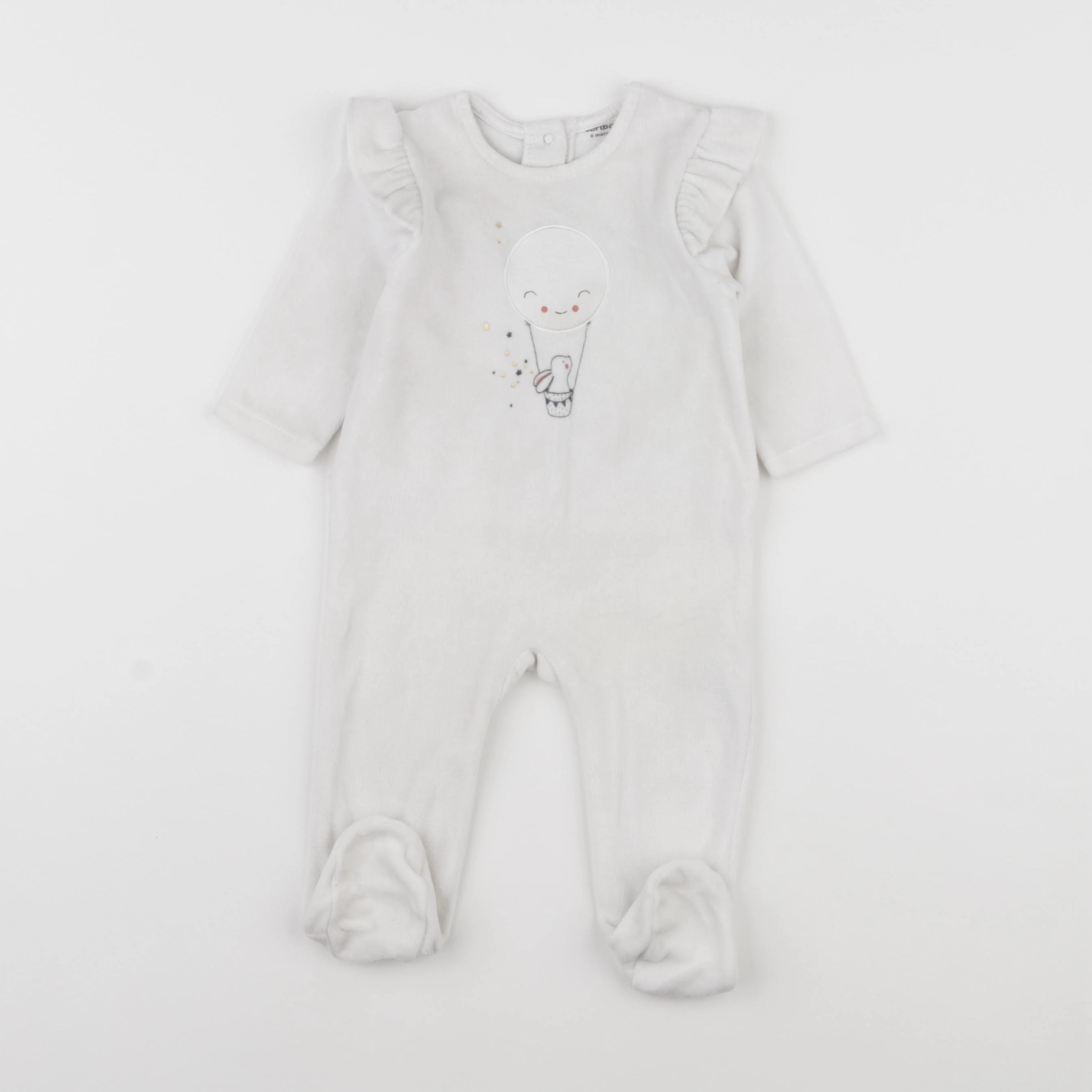 Vertbaudet - pyjama velours blanc - 6 mois