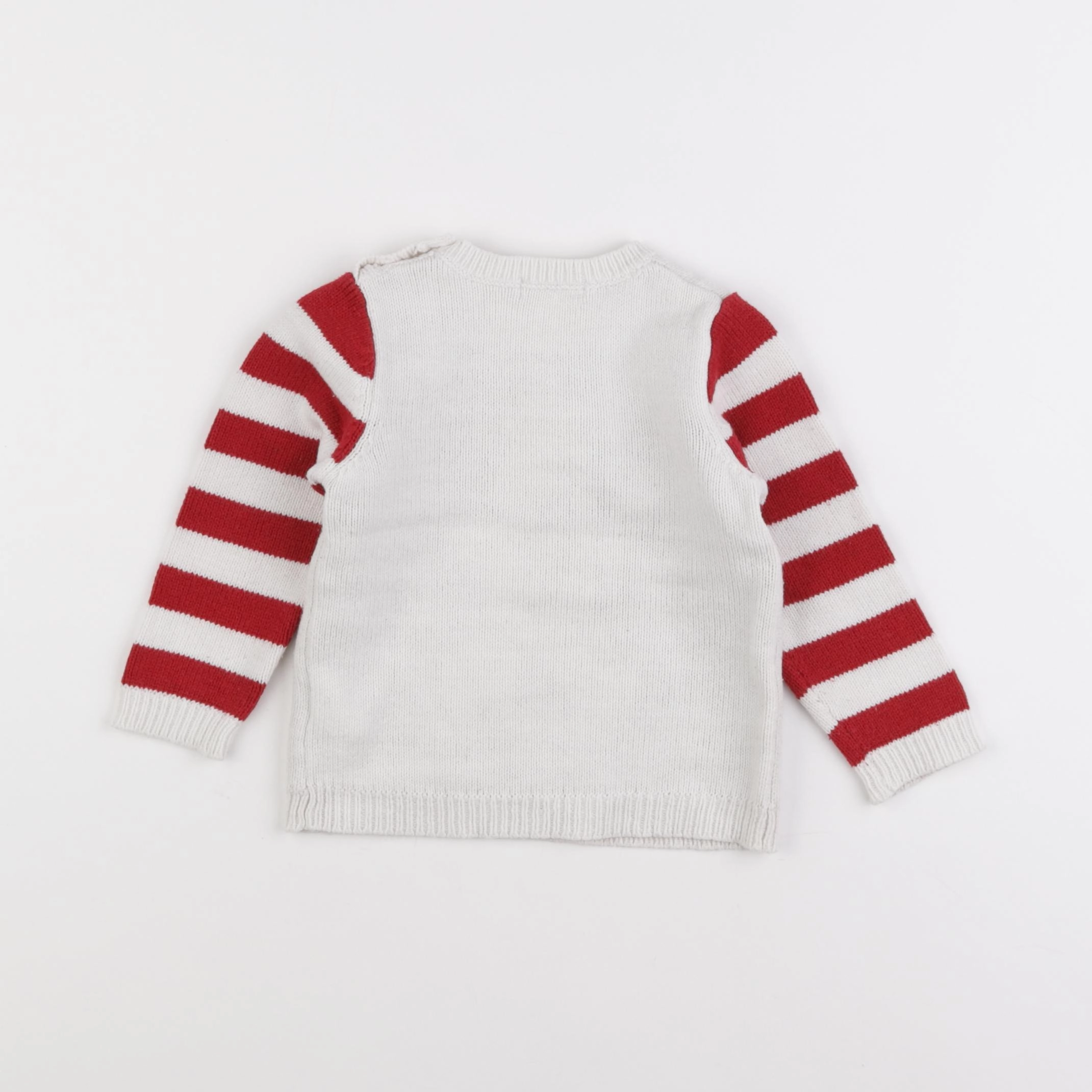 Vertbaudet - pull beige, rouge - 18 mois