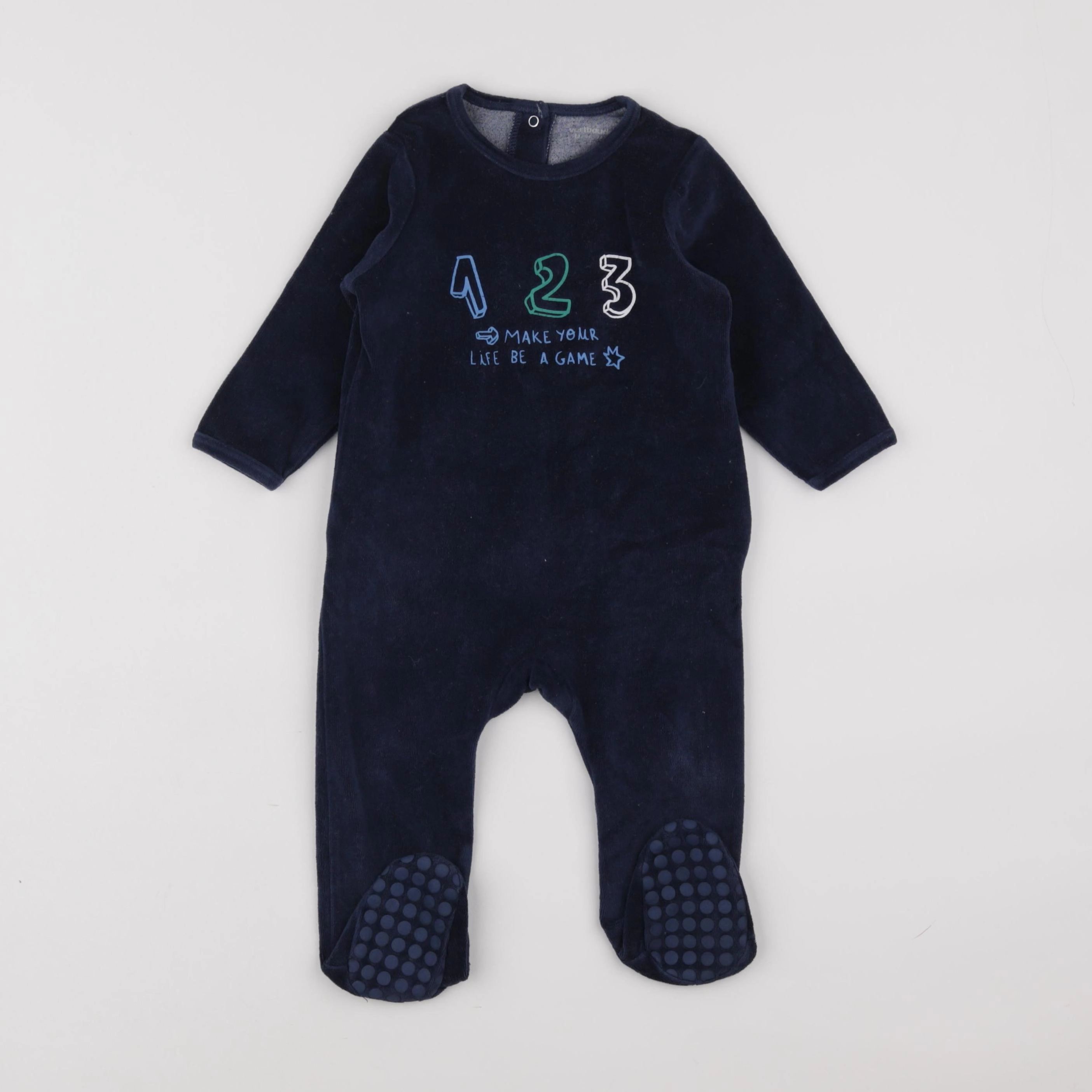 Vertbaudet - pyjama velours bleu - 12 mois