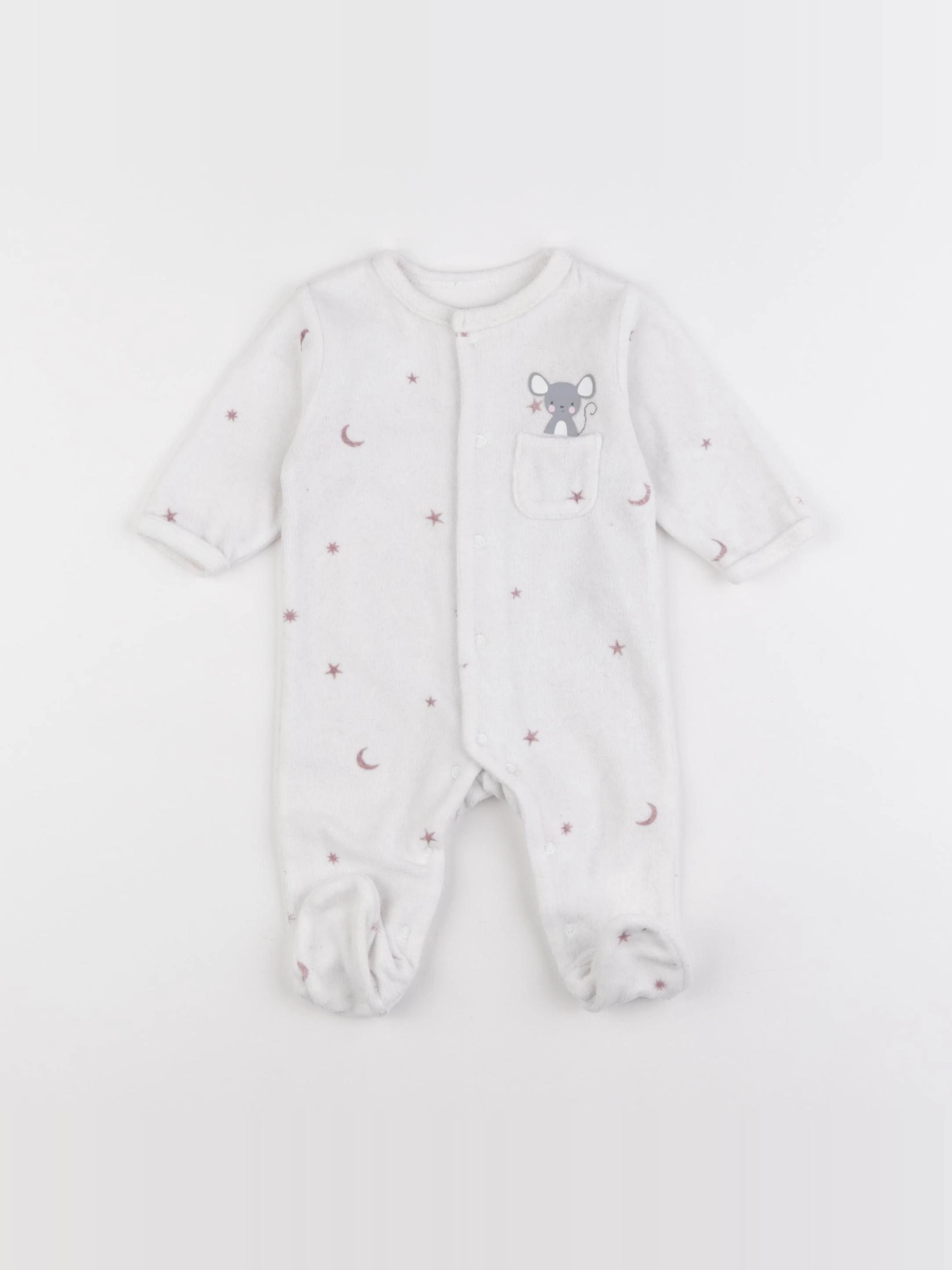 Vertbaudet - pyjama velours blanc - 3 mois