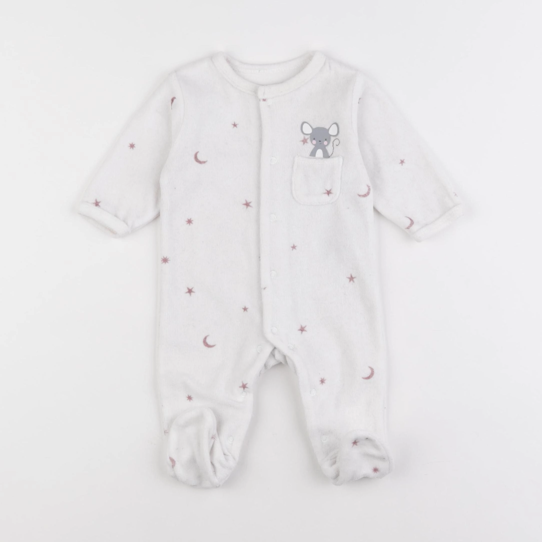 Vertbaudet - pyjama velours blanc - 3 mois