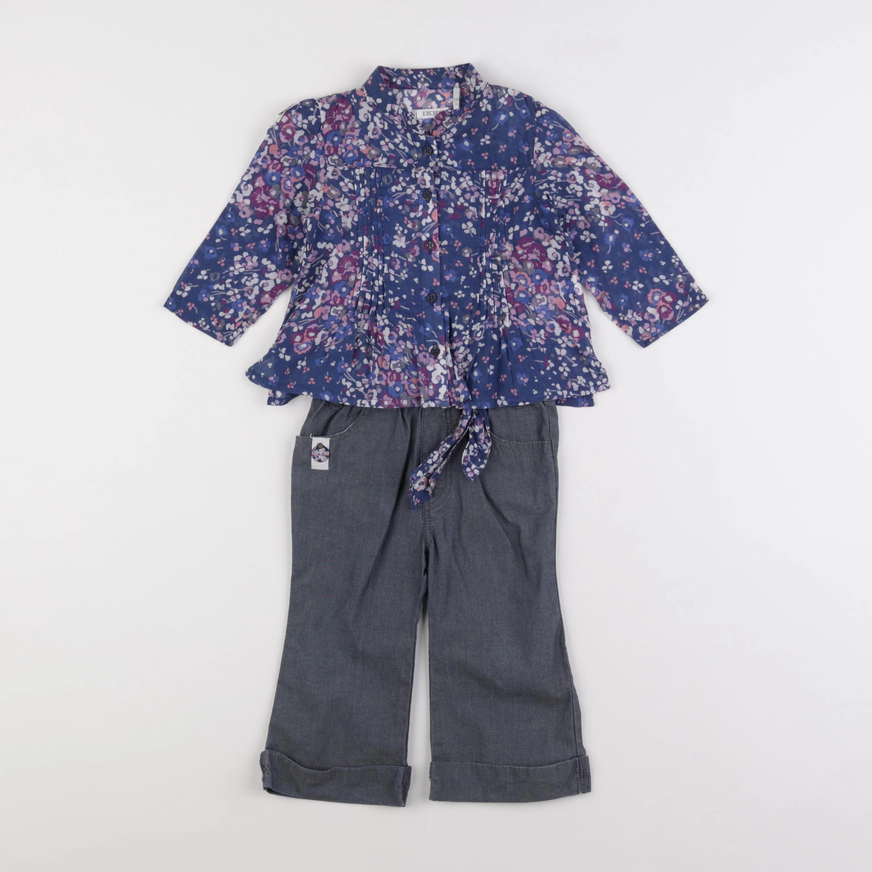 IKKS - ensemble gris, bleu - 12 mois