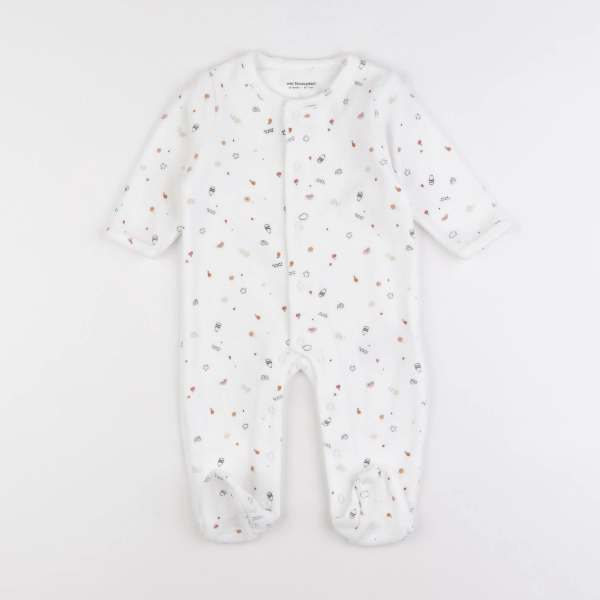 Vertbaudet - pyjama velours blanc - 6 mois