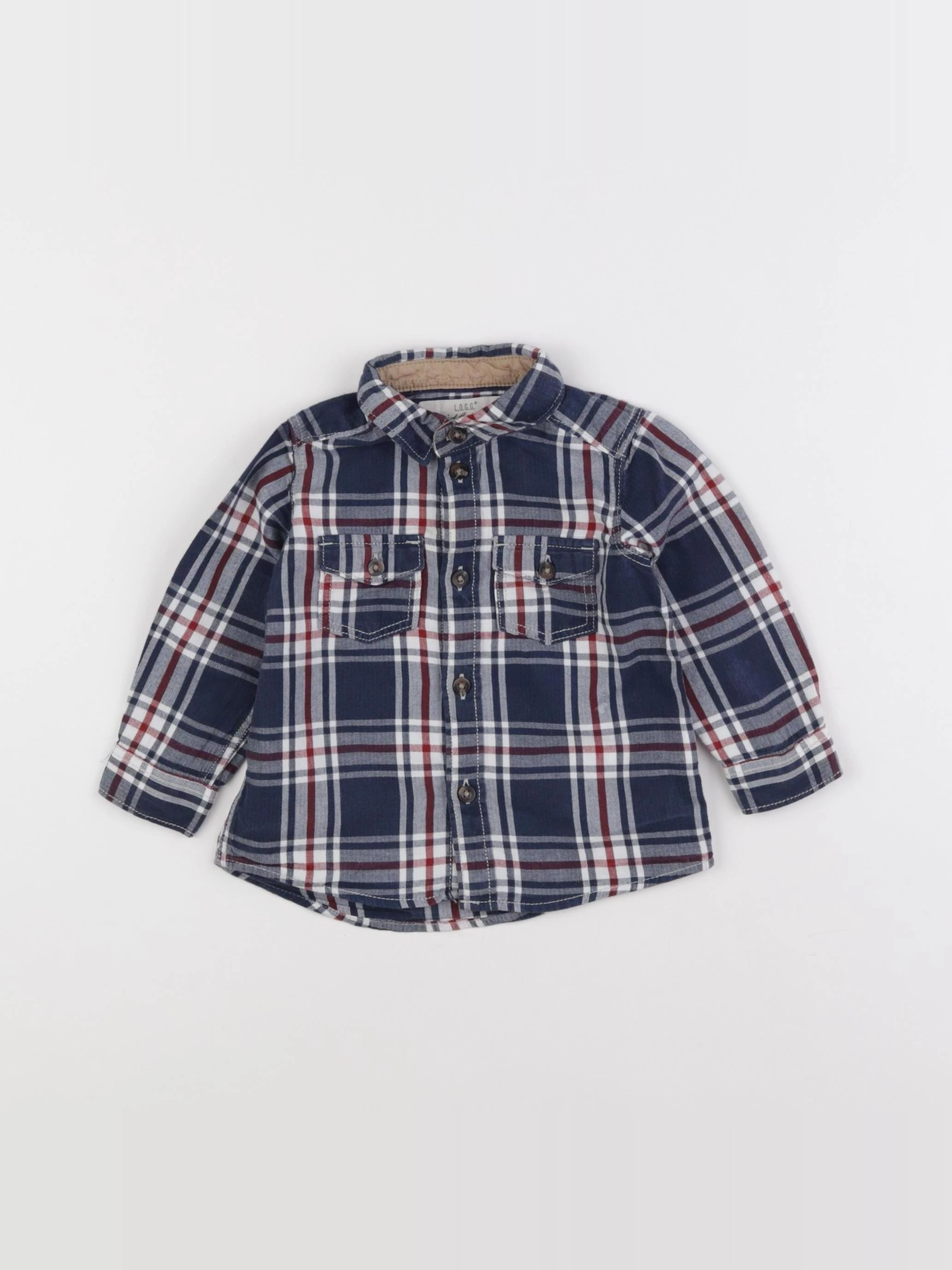 H&M - chemise bleu, rouge - 3/6 mois