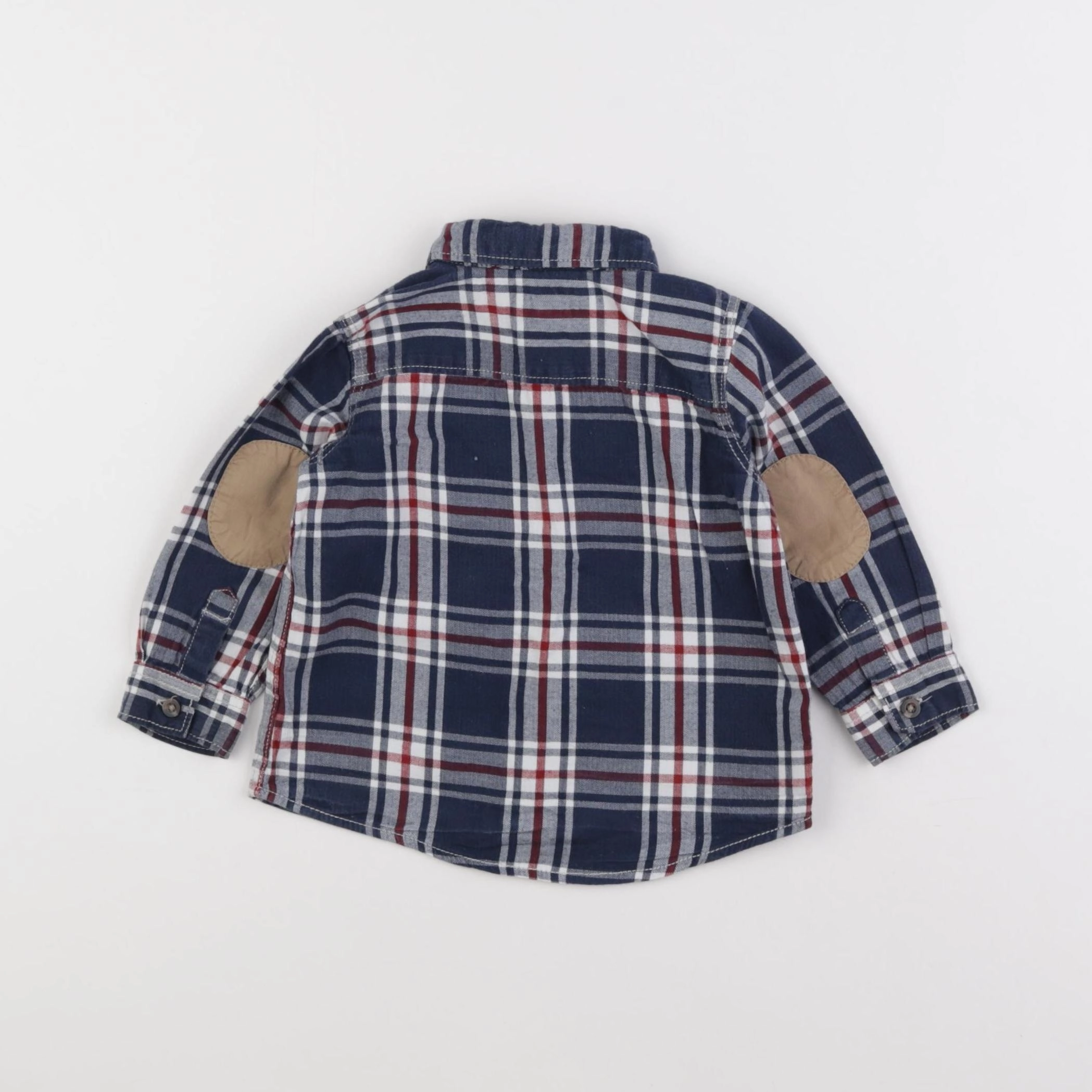 H&M - chemise bleu, rouge - 3/6 mois