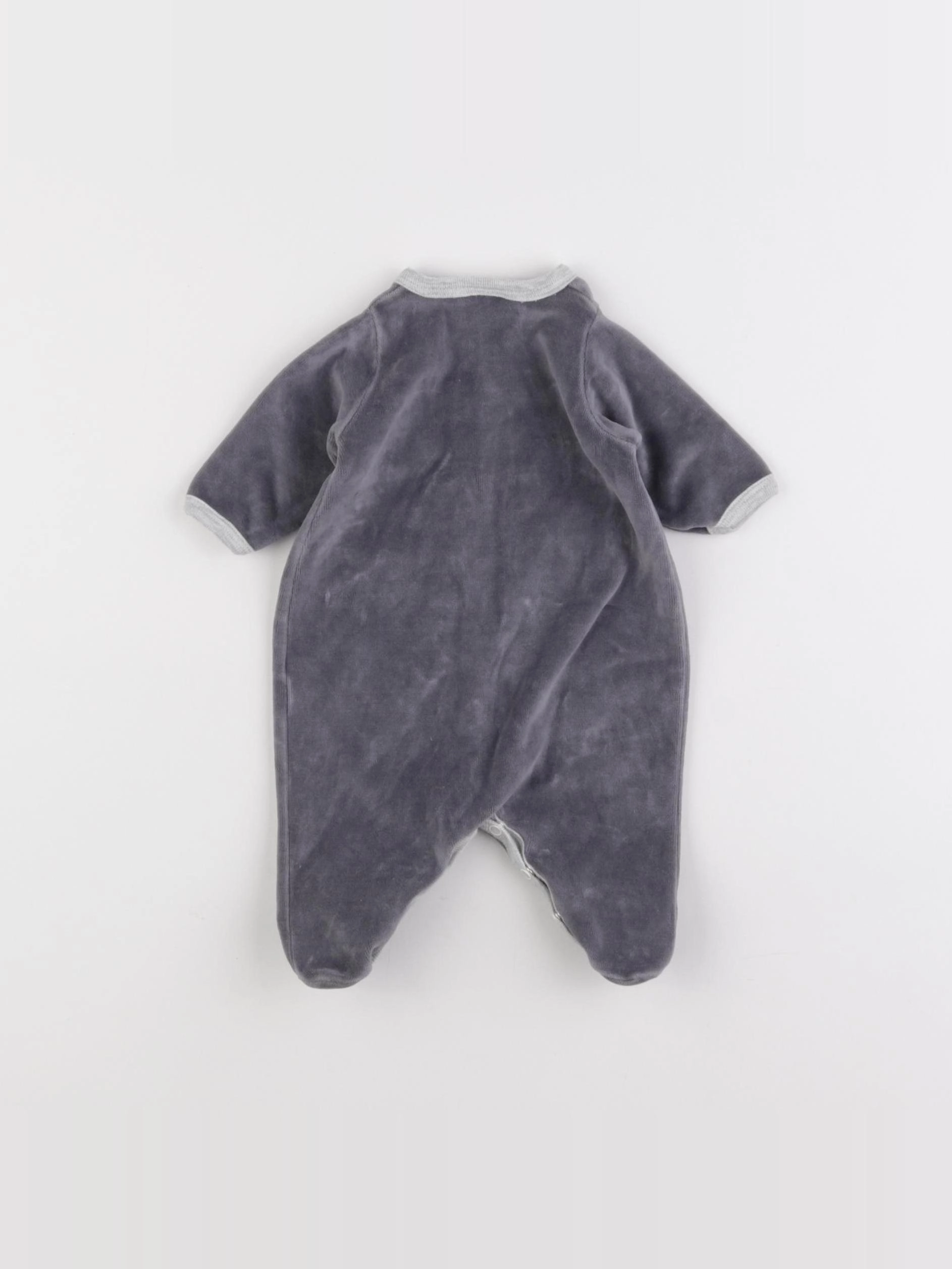 Petit Bateau - pyjama velours gris - 0 mois